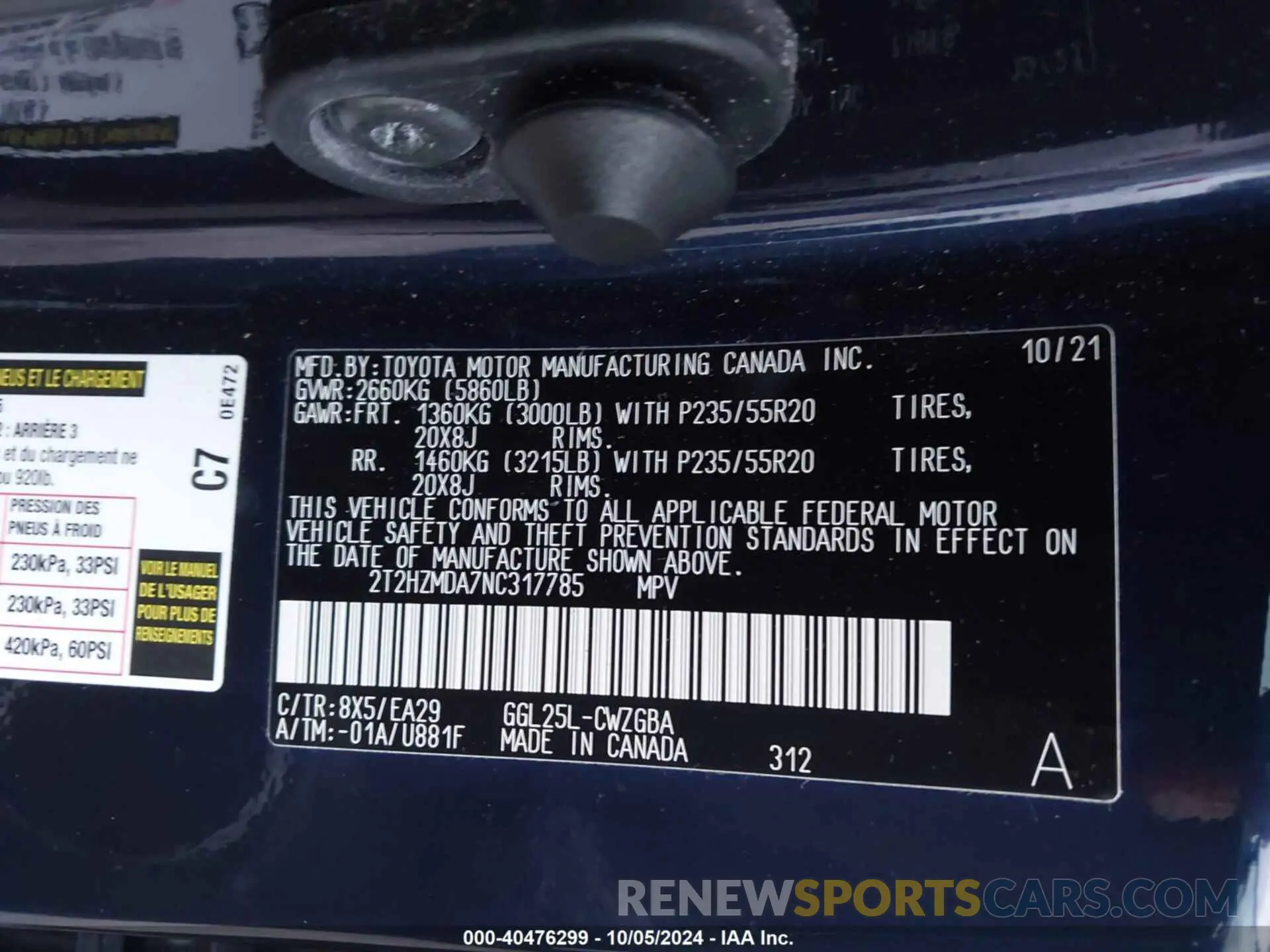 9 Фотография поврежденного автомобиля 2T2HZMDA7NC317785 LEXUS RX 2022