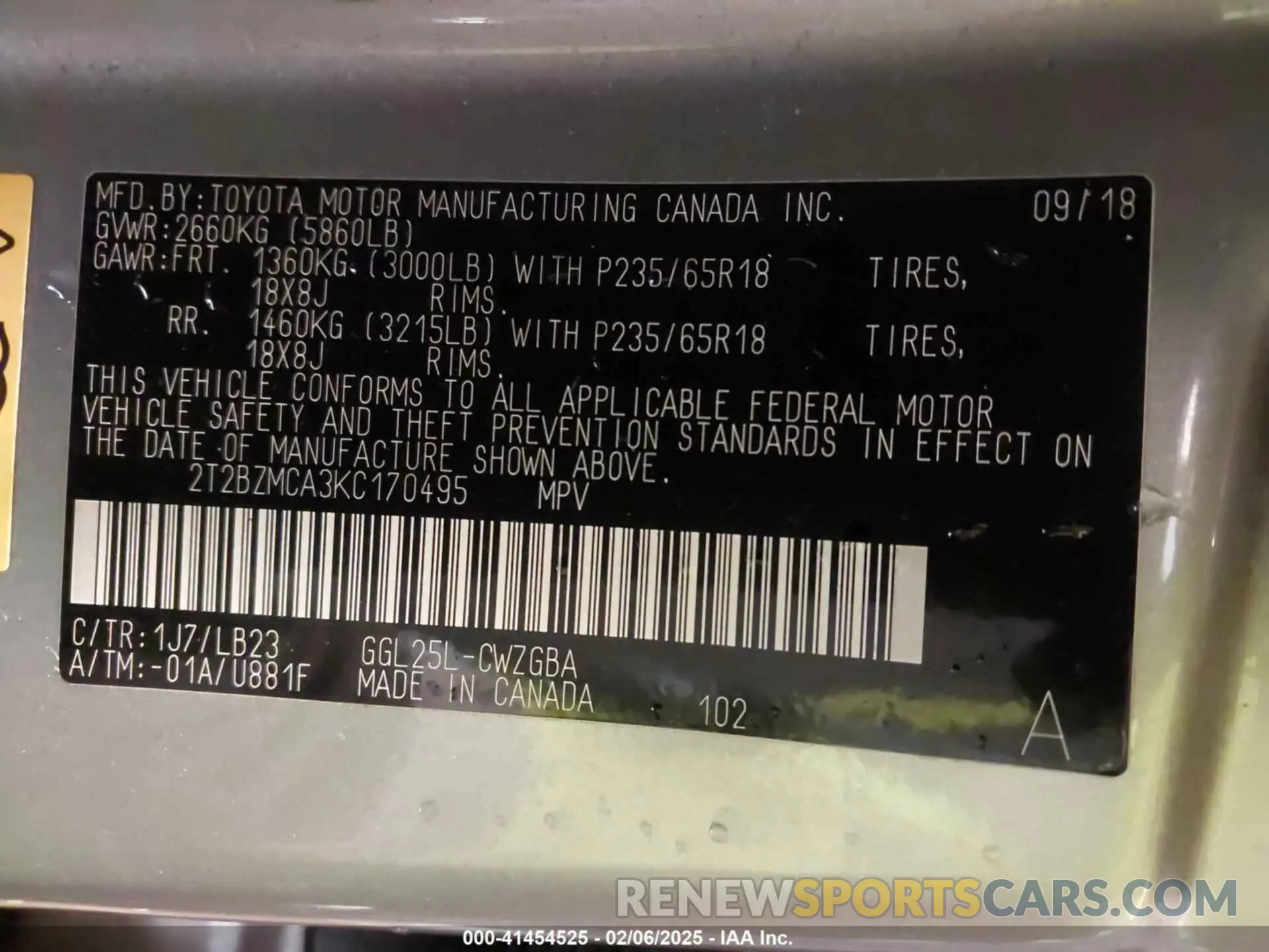 9 Photograph of a damaged car 2T2BZMCA3KC170495 LEXUS RX 350 2019