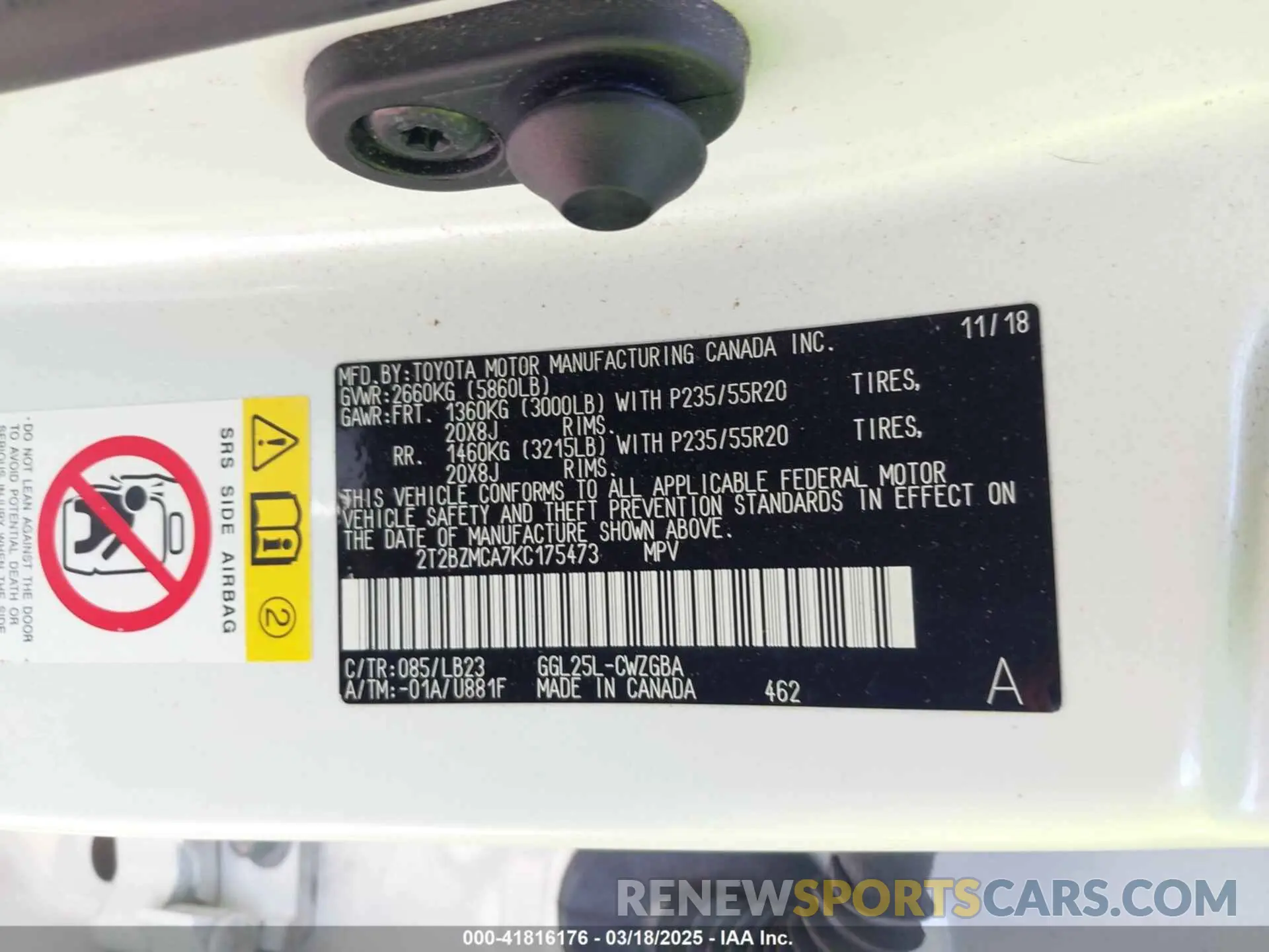 9 Photograph of a damaged car 2T2BZMCA7KC175473 LEXUS RX 350 2019