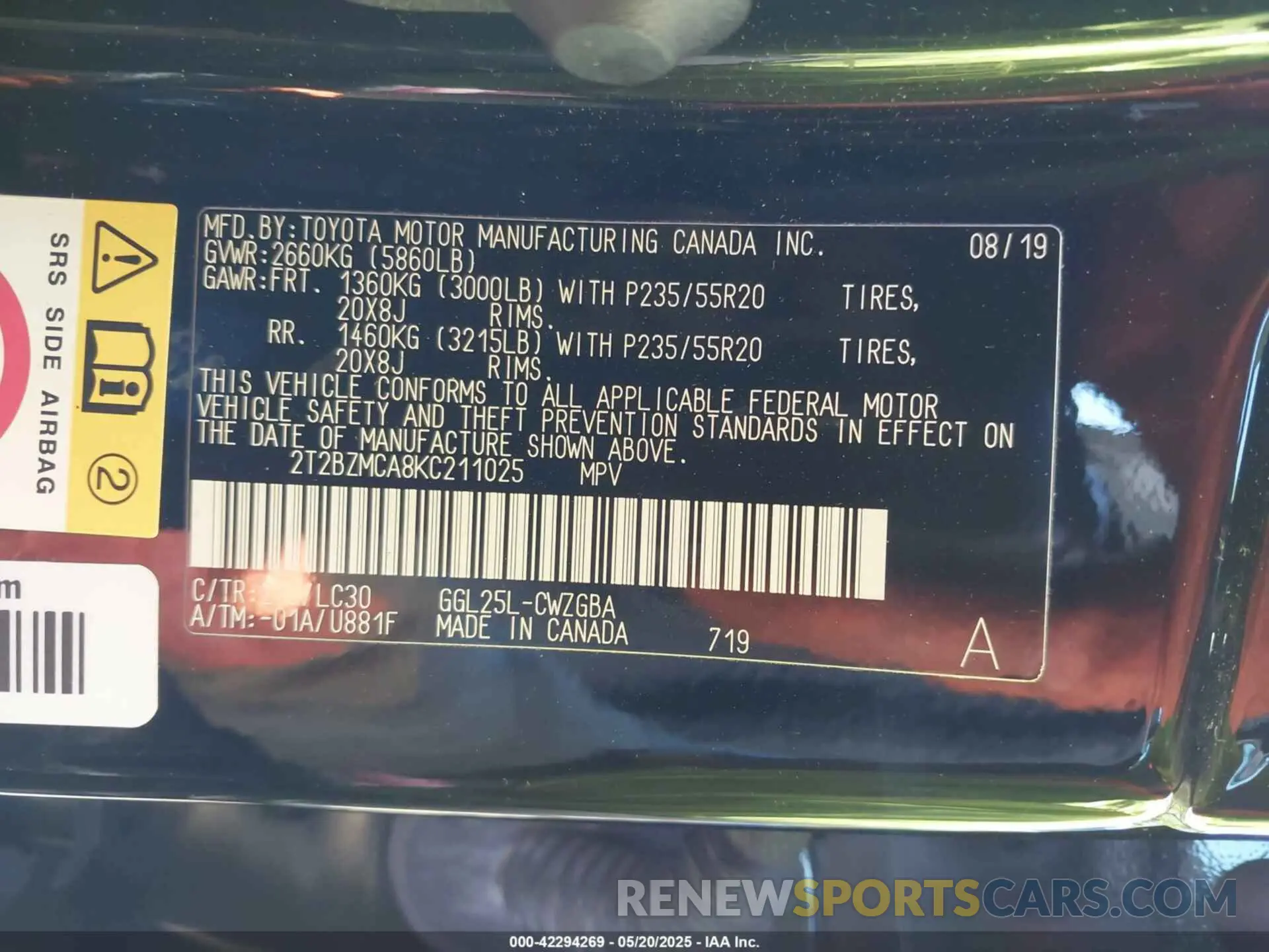 9 Фотография поврежденного автомобиля 2T2BZMCA8KC211025 LEXUS RX 350 2019