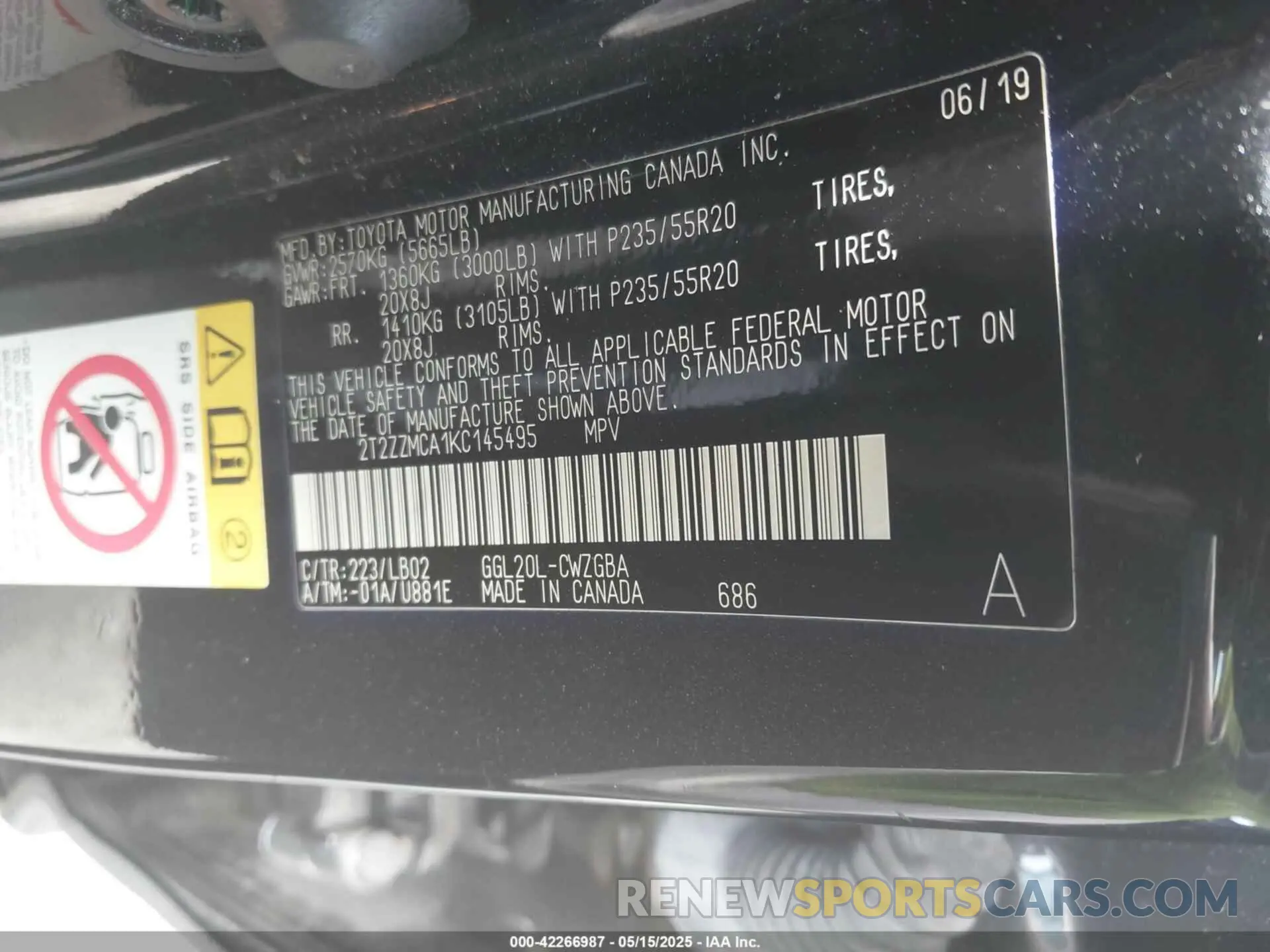 9 Photograph of a damaged car 2T2ZZMCA1KC145495 LEXUS RX 350 2019