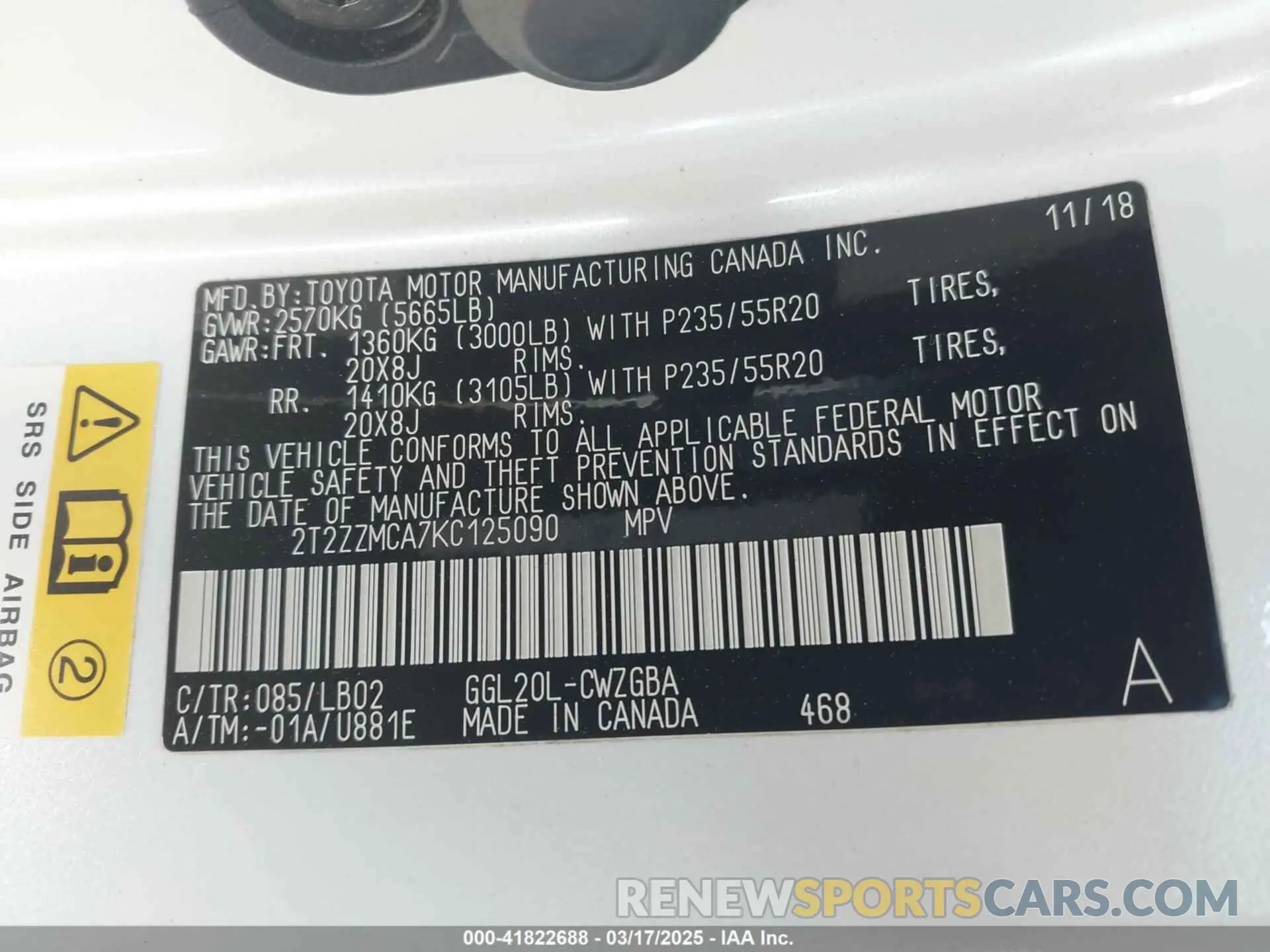 9 Photograph of a damaged car 2T2ZZMCA7KC125090 LEXUS RX 350 2019
