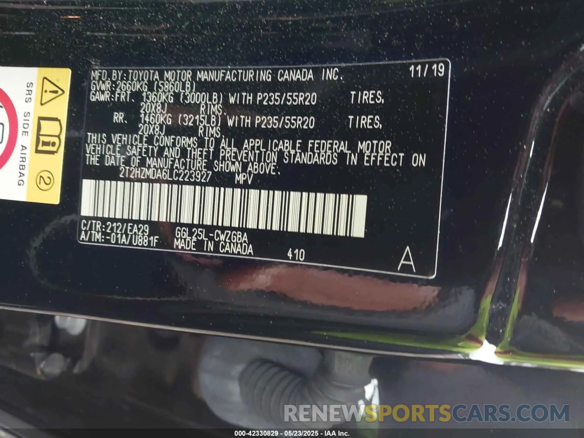 9 Photograph of a damaged car 2T2HZMDA6LC223927 LEXUS RX 350 2020