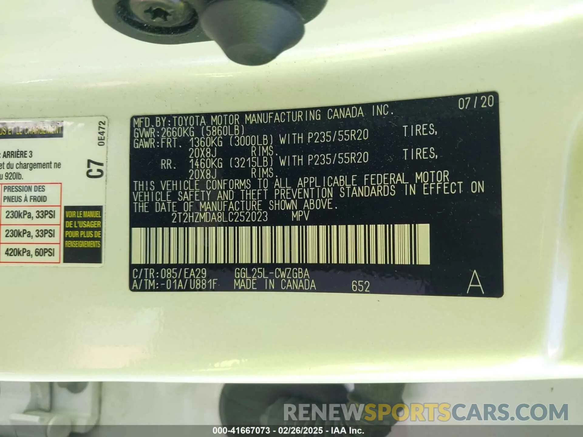 9 Фотография поврежденного автомобиля 2T2HZMDA8LC252023 LEXUS RX 350 2020