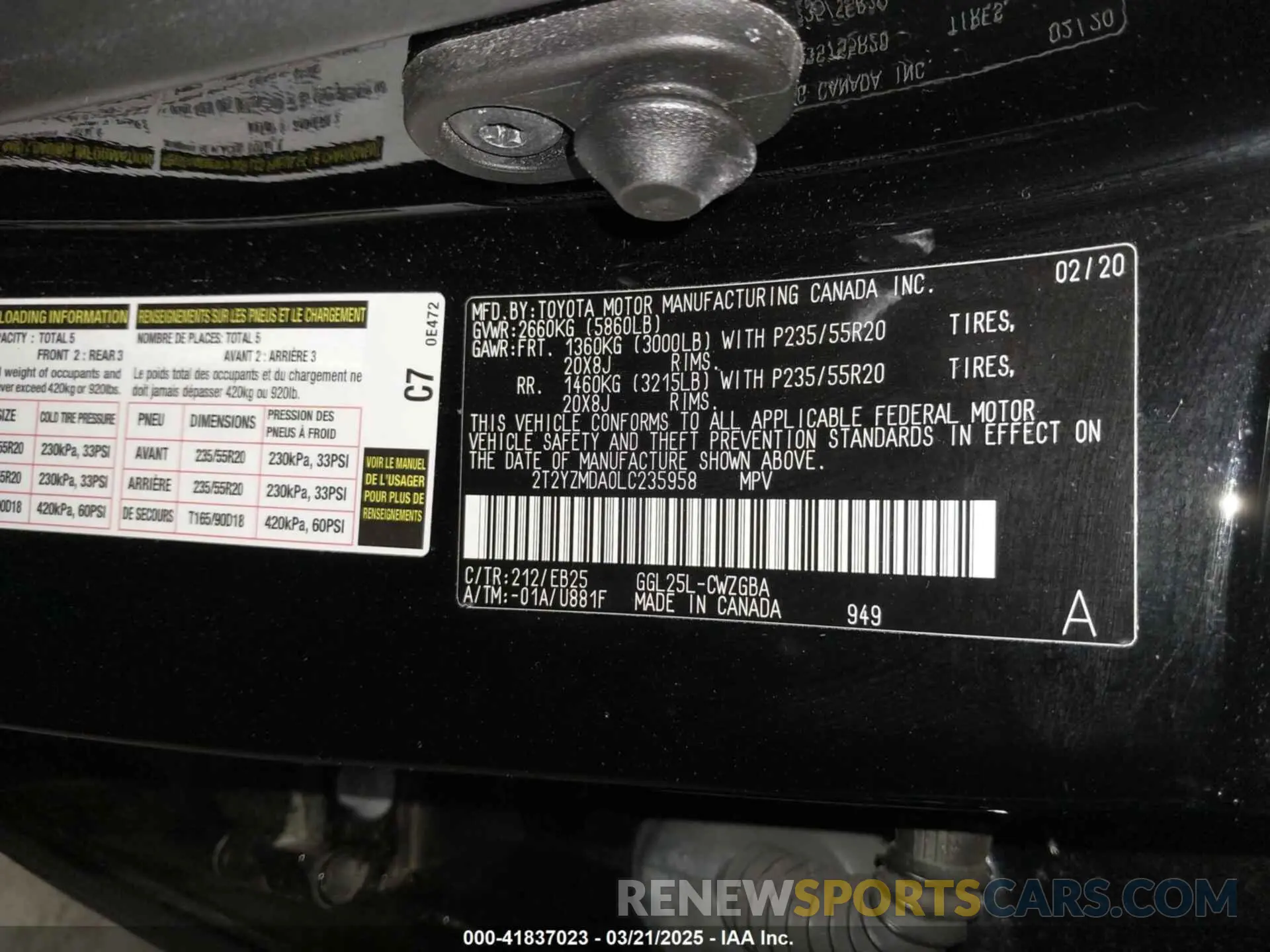 9 Фотография поврежденного автомобиля 2T2YZMDA0LC235958 LEXUS RX 350 2020