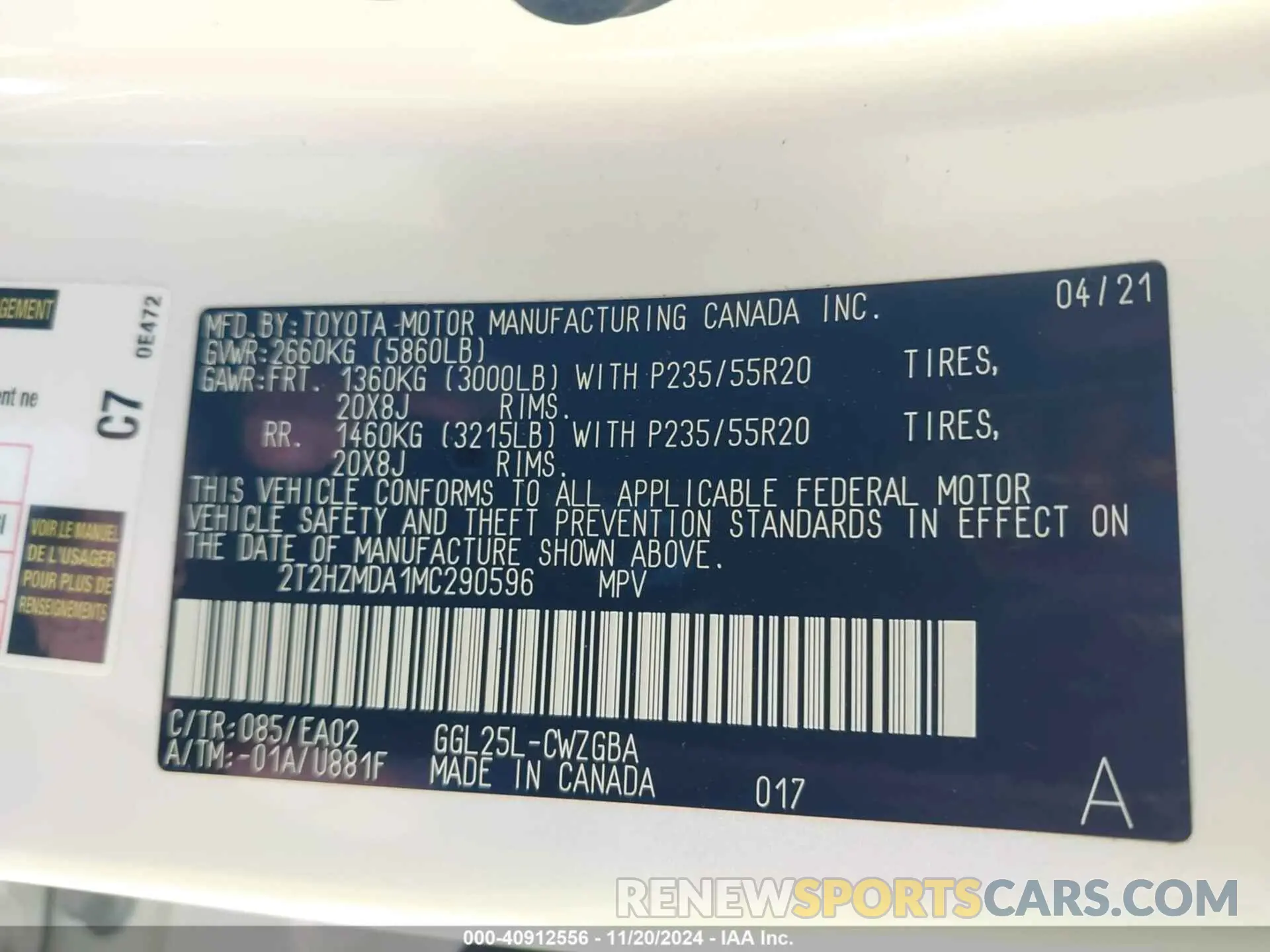 9 Photograph of a damaged car 2T2HZMDA1MC290596 LEXUS RX 350 2021