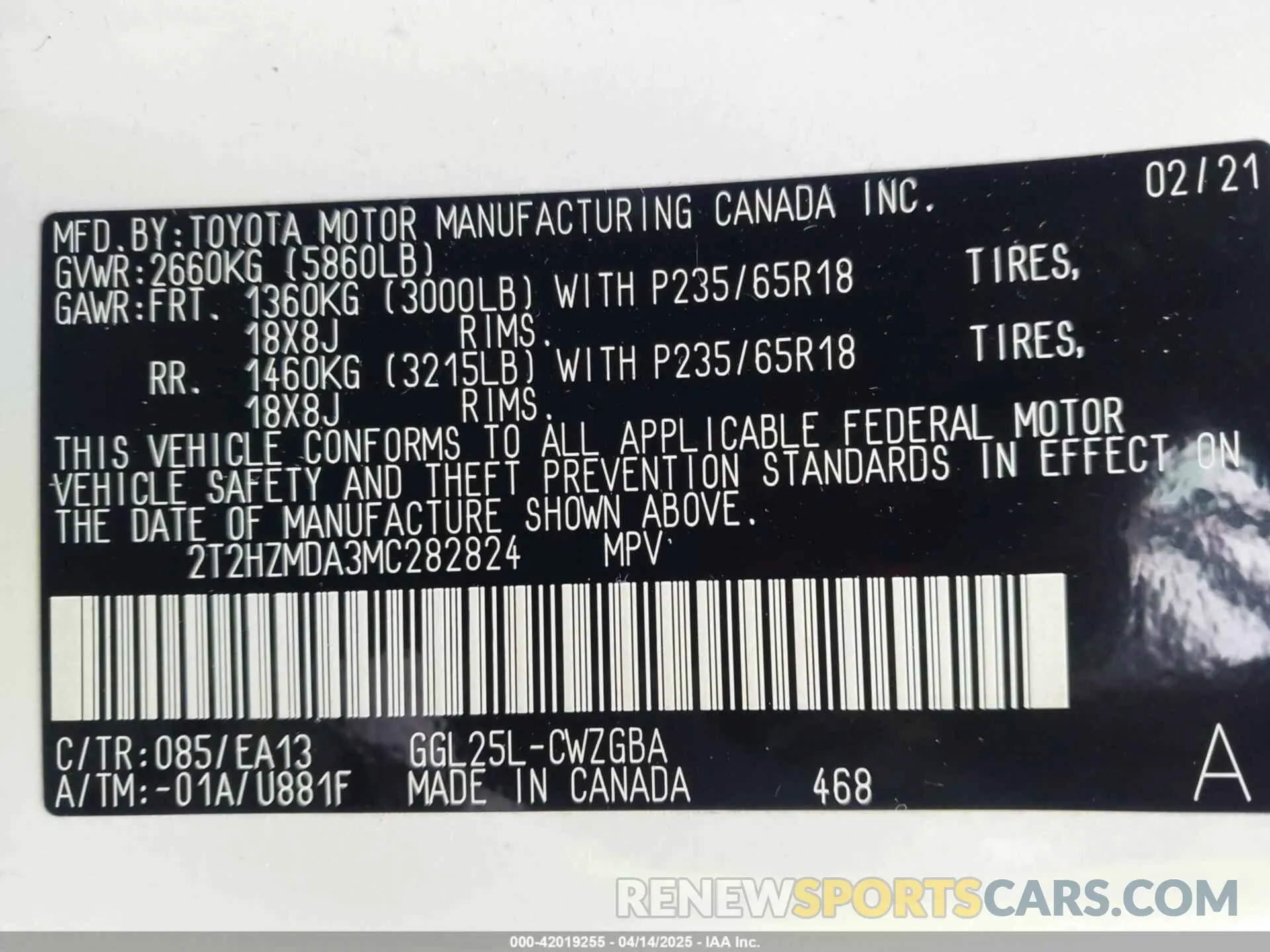 9 Фотография поврежденного автомобиля 2T2HZMDA3MC282824 LEXUS RX 350 2021
