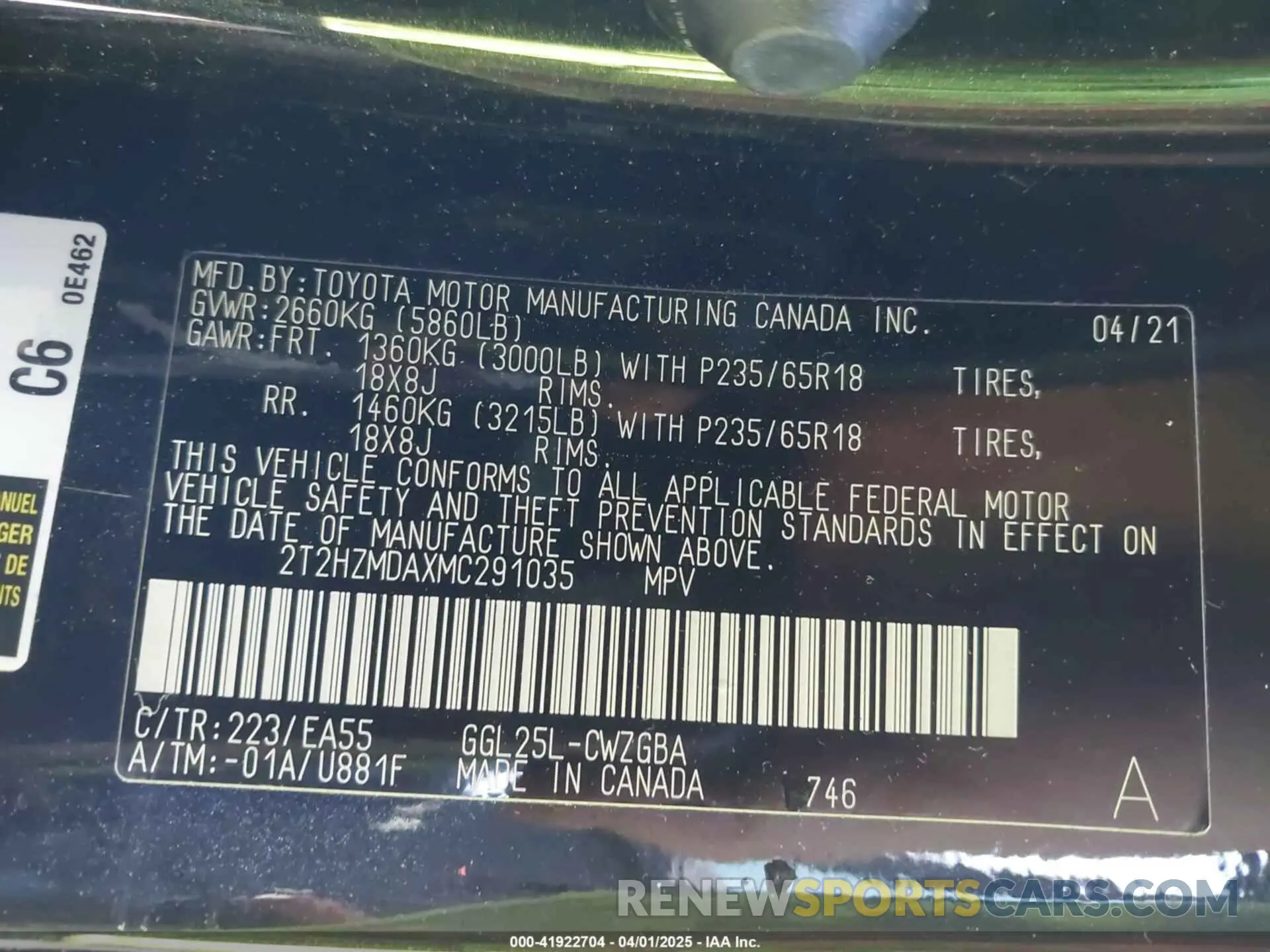 9 Фотография поврежденного автомобиля 2T2HZMDAXMC291035 LEXUS RX 350 2021