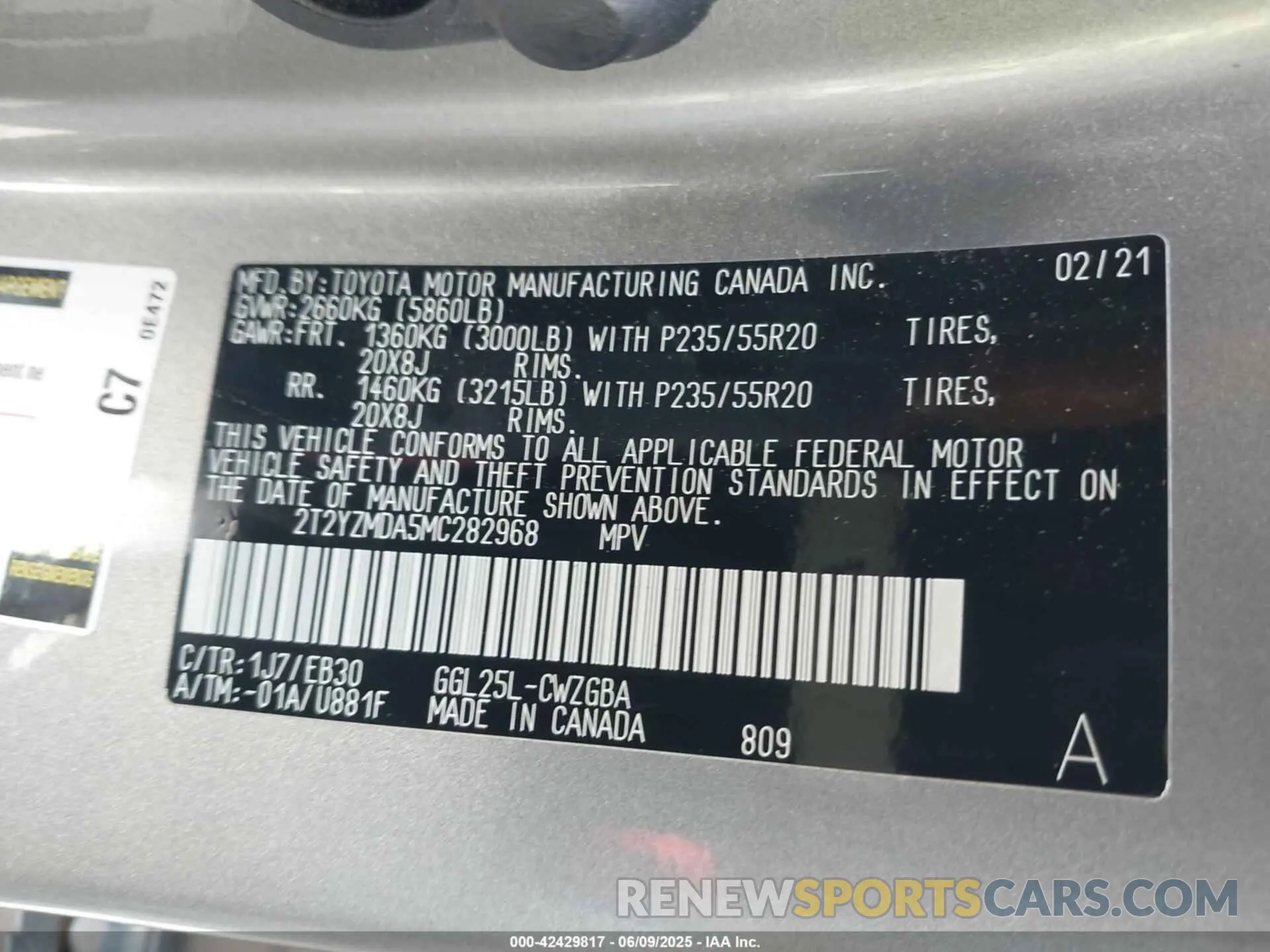 9 Photograph of a damaged car 2T2YZMDA5MC282968 LEXUS RX 350 2021