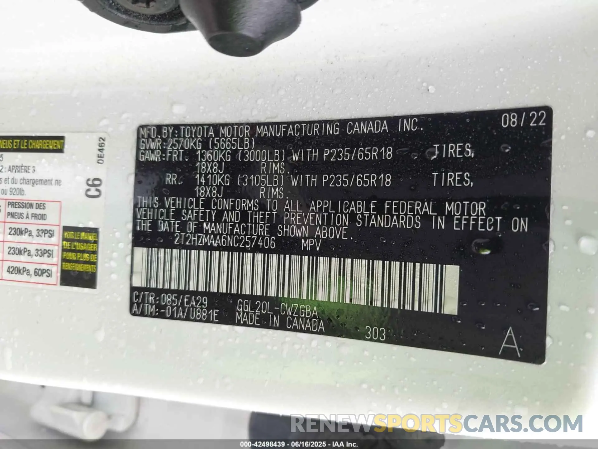9 Фотография поврежденного автомобиля 2T2HZMAA6NC257406 LEXUS RX 350 2022