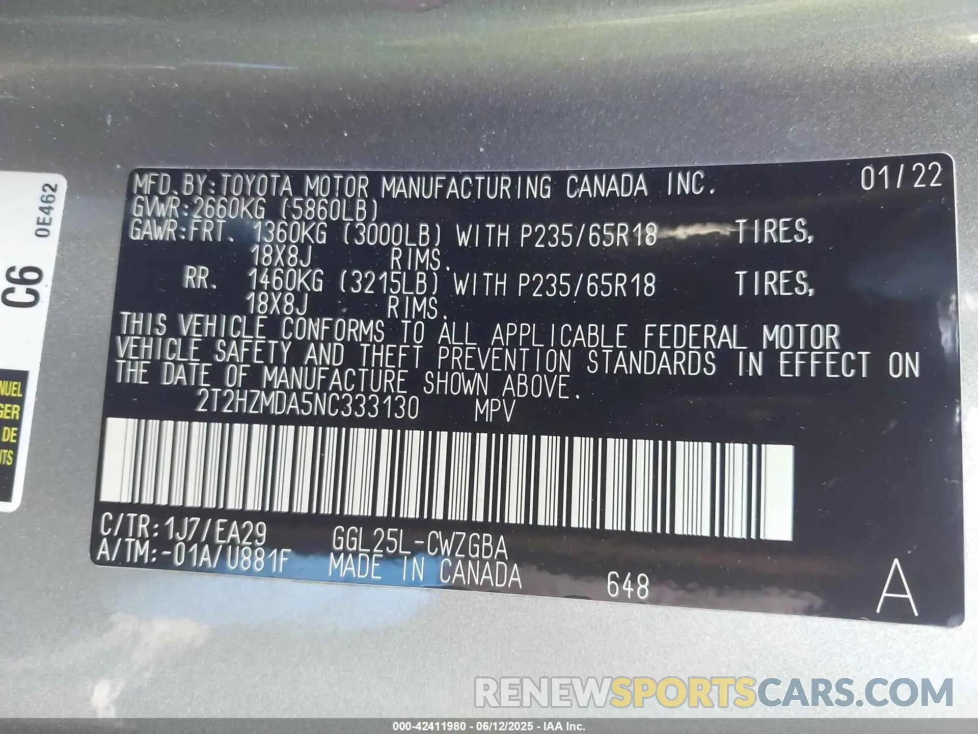 9 Photograph of a damaged car 2T2HZMDA5NC333130 LEXUS RX 350 2022