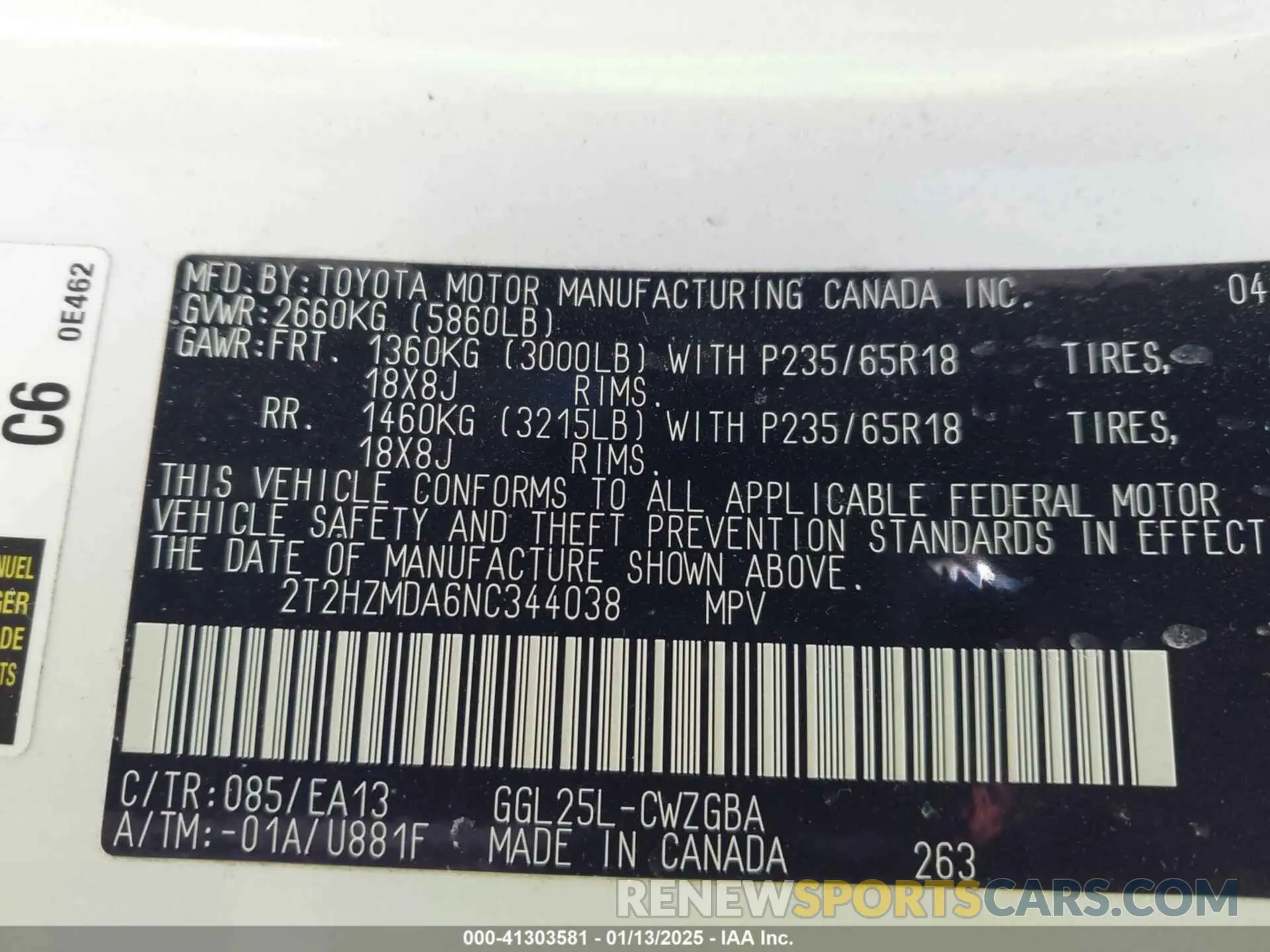 9 Фотография поврежденного автомобиля 2T2HZMDA6NC344038 LEXUS RX 350 2022