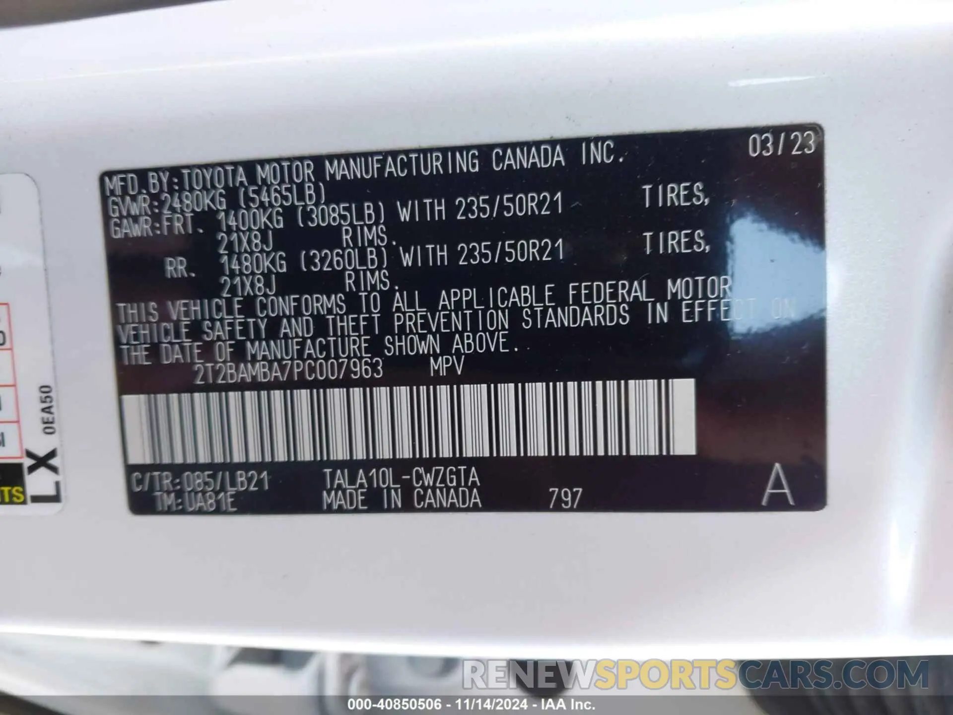 9 Фотография поврежденного автомобиля 2T2BAMBA7PC007963 LEXUS RX 350 2023