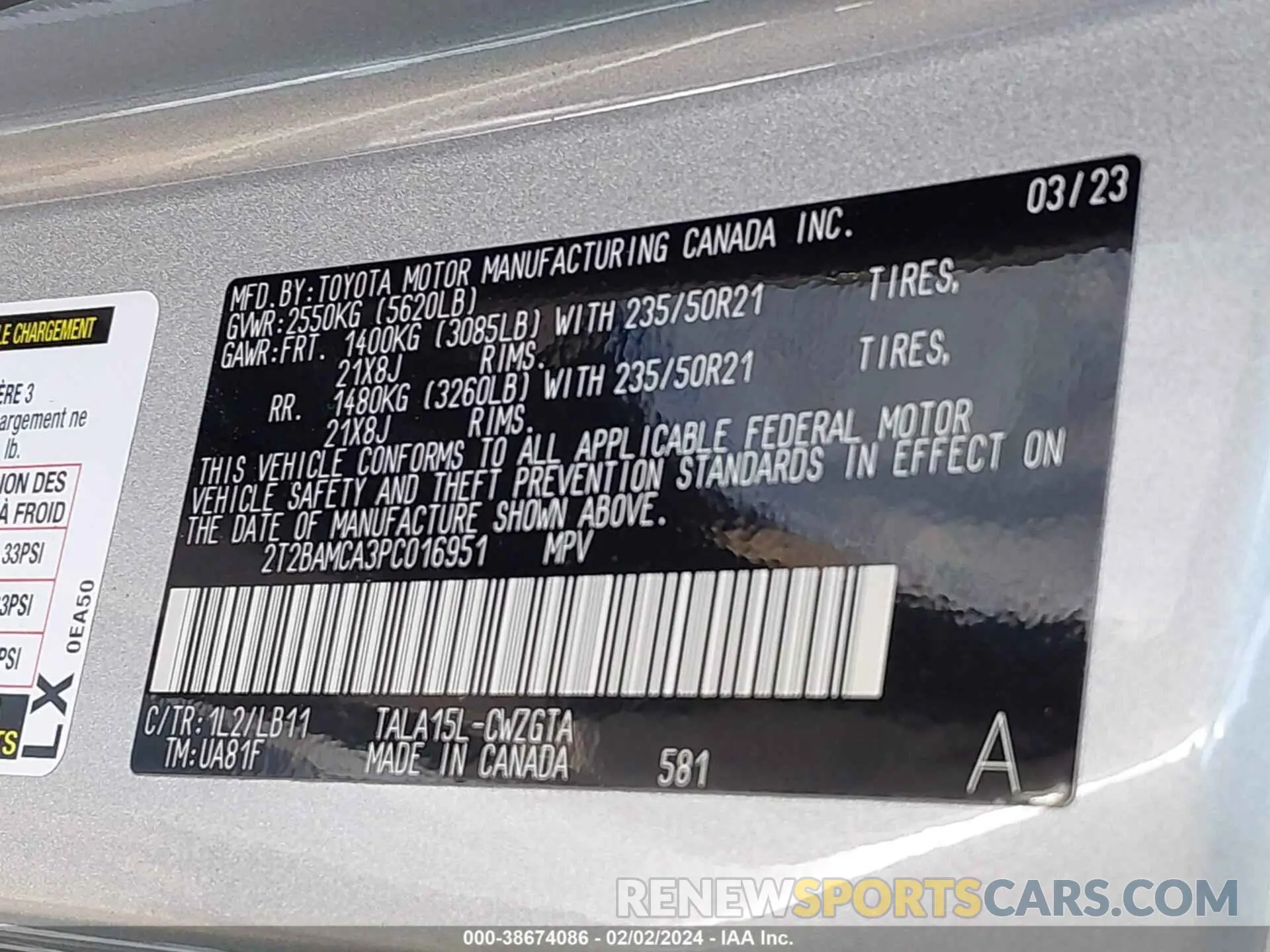 9 Photograph of a damaged car 2T2BAMCA3PC016951 LEXUS RX 350 2023