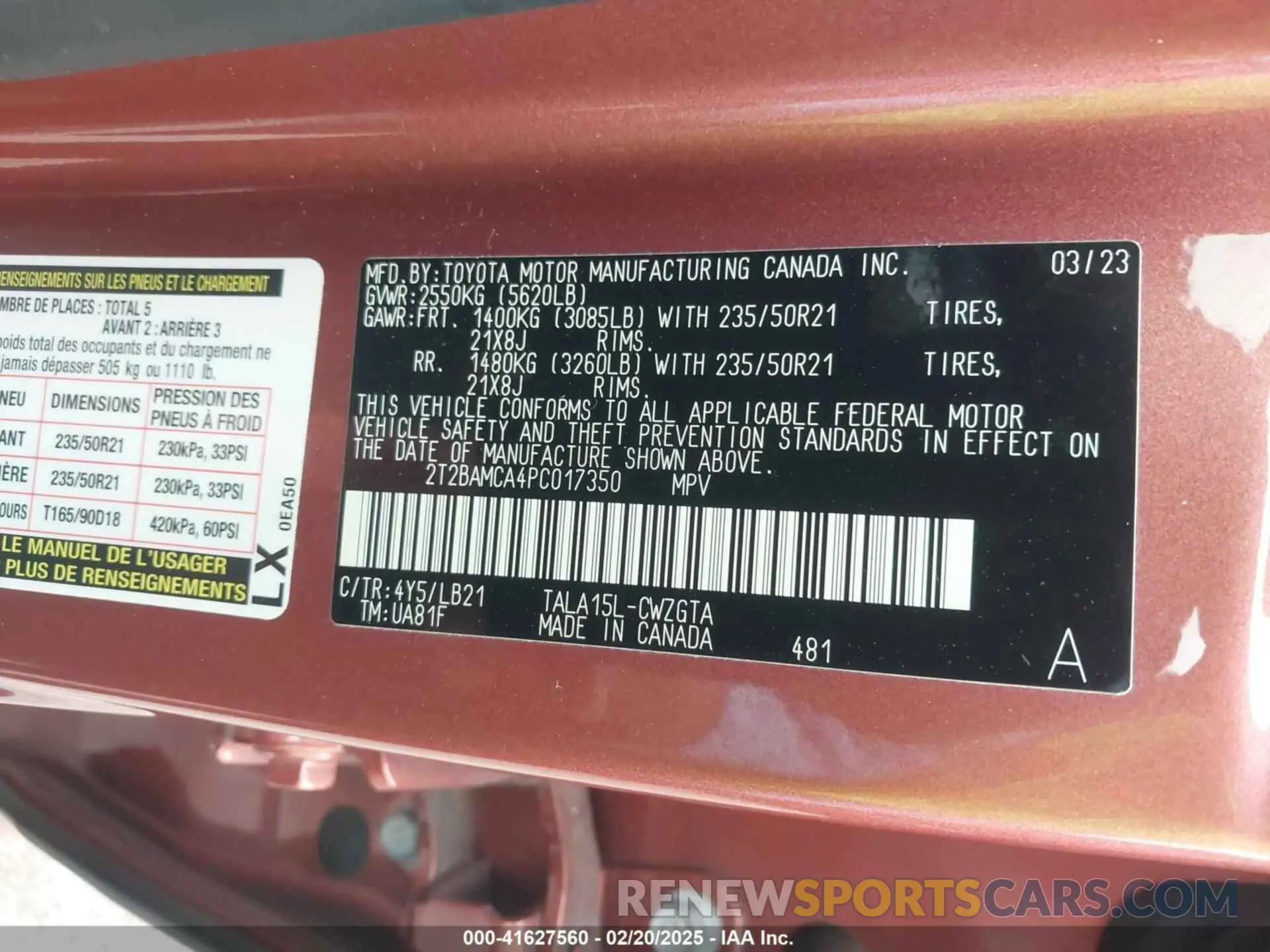 9 Фотография поврежденного автомобиля 2T2BAMCA4PC017350 LEXUS RX 350 2023