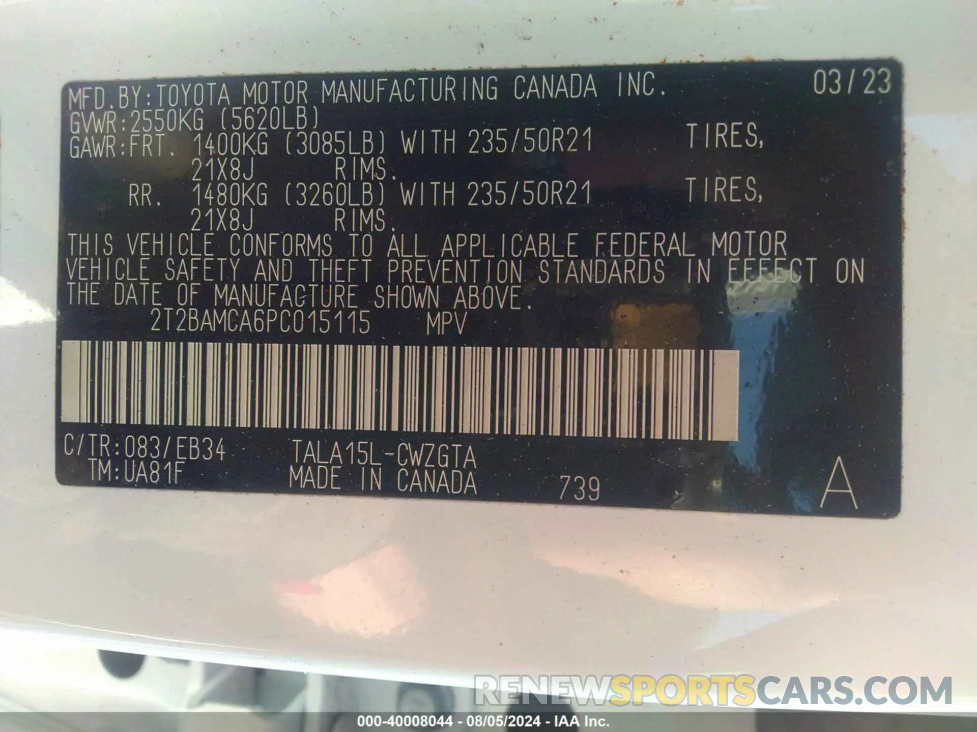 9 Фотография поврежденного автомобиля 2T2BAMCA6PC015115 LEXUS RX 350 2023