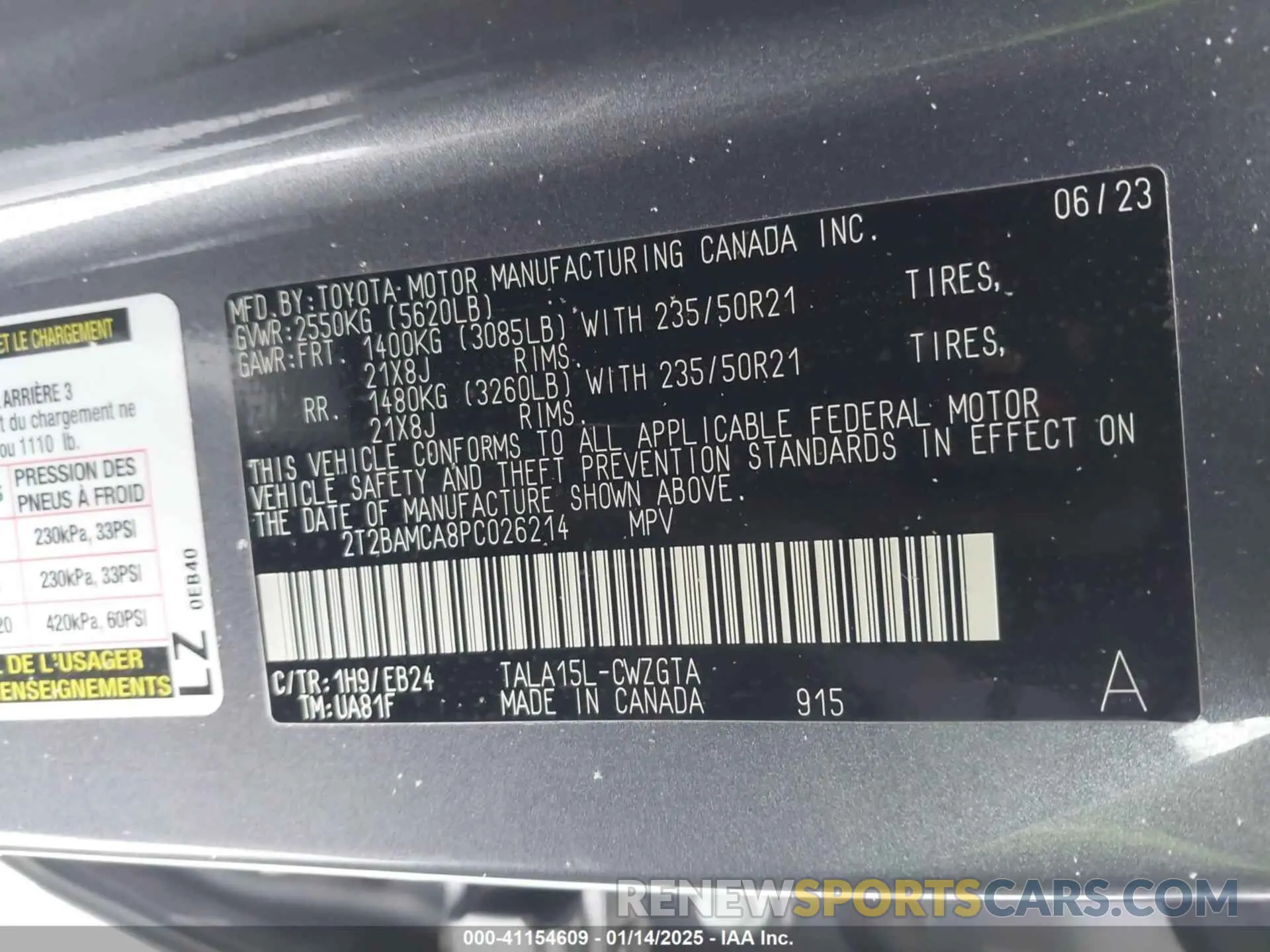9 Фотография поврежденного автомобиля 2T2BAMCA8PC026214 LEXUS RX 350 2023