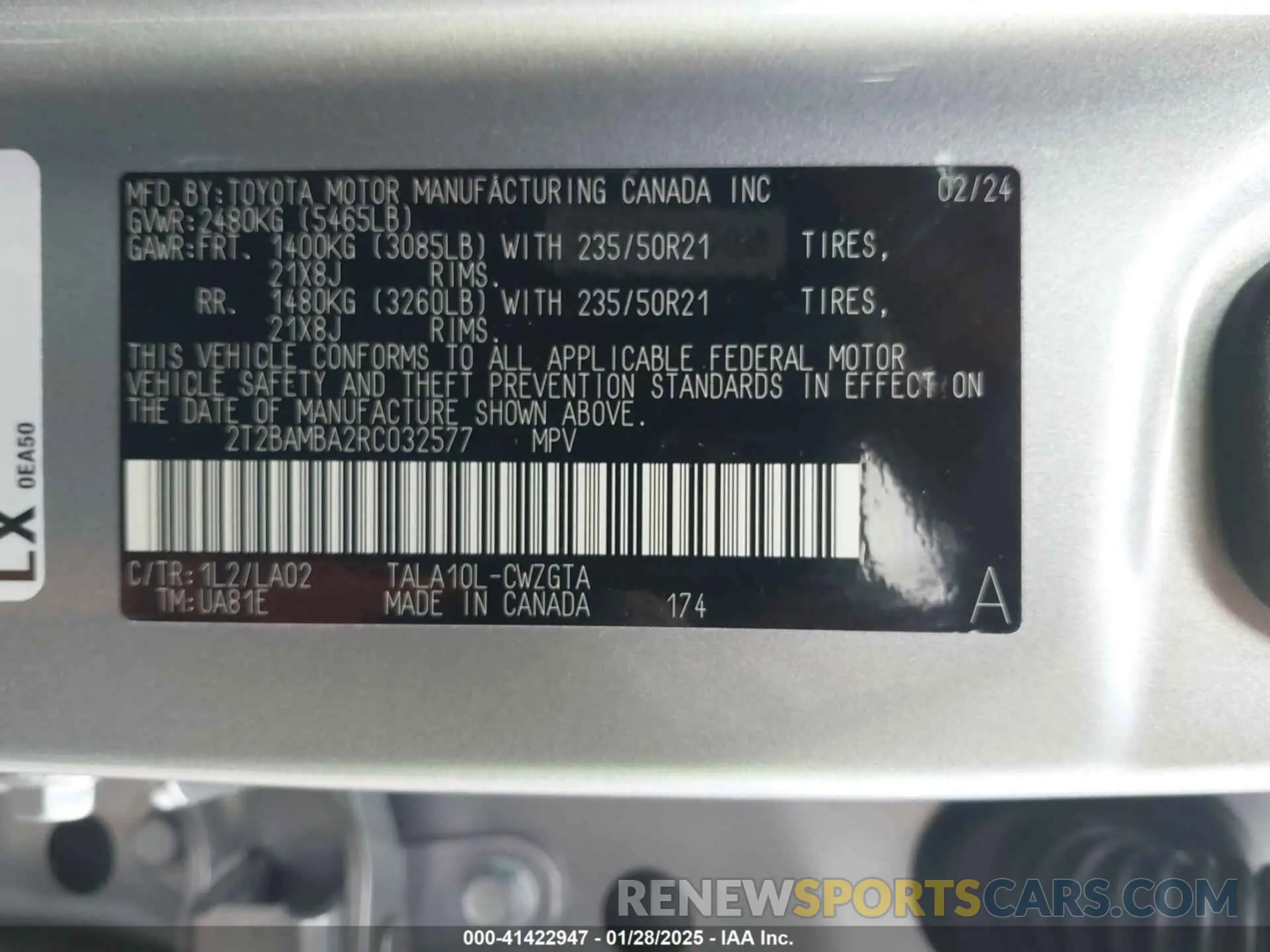 9 Фотография поврежденного автомобиля 2T2BAMBA2RC032577 LEXUS RX 350 2024