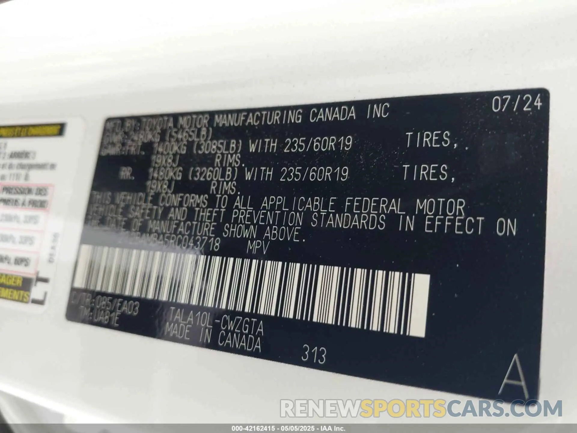 9 Фотография поврежденного автомобиля 2T2BAMBA5RC043718 LEXUS RX 350 2024