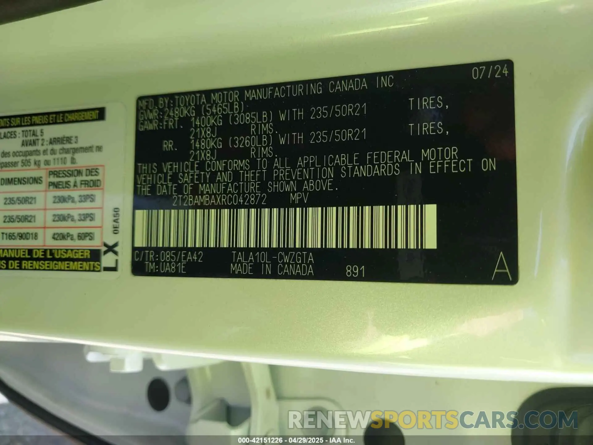 9 Фотография поврежденного автомобиля 2T2BAMBAXRC042872 LEXUS RX 350 2024