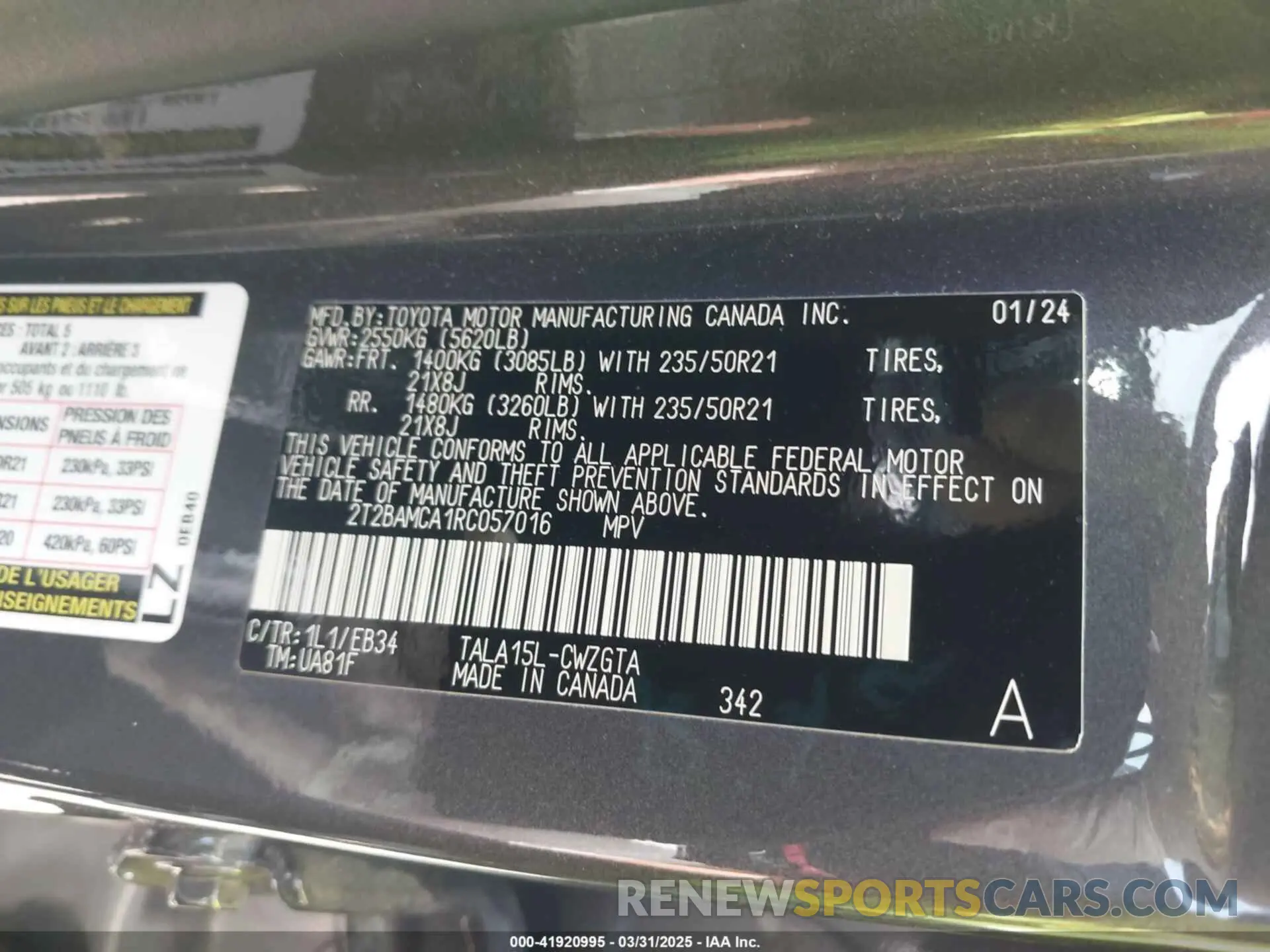 9 Фотография поврежденного автомобиля 2T2BAMCA1RC057016 LEXUS RX 350 2024