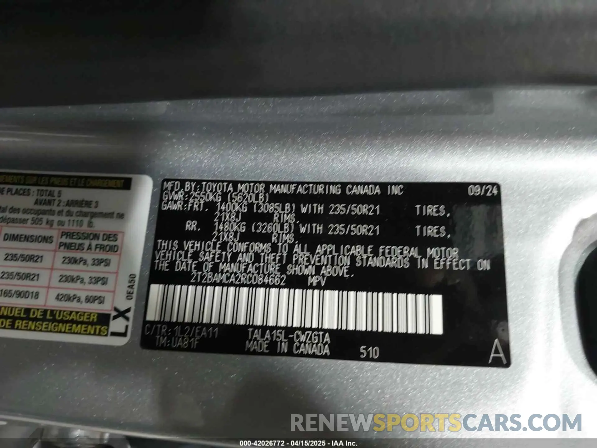 9 Фотография поврежденного автомобиля 2T2BAMCA2RC084662 LEXUS RX 350 2024