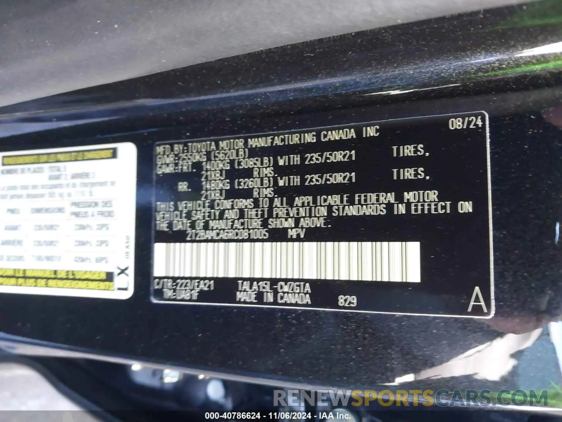 9 Фотография поврежденного автомобиля 2T2BAMCA6RC081005 LEXUS RX 350 2024
