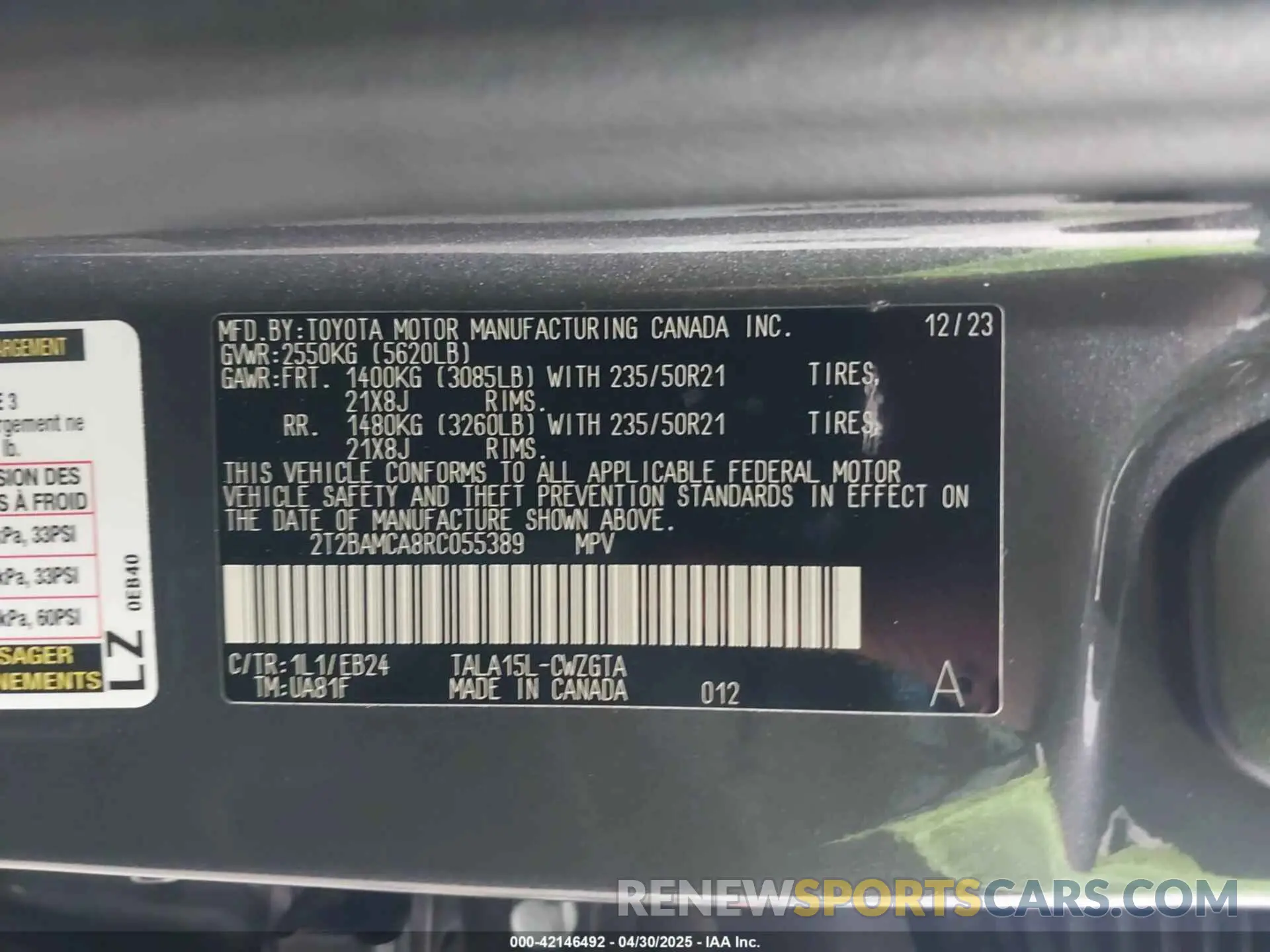 9 Фотография поврежденного автомобиля 2T2BAMCA8RC055389 LEXUS RX 350 2024