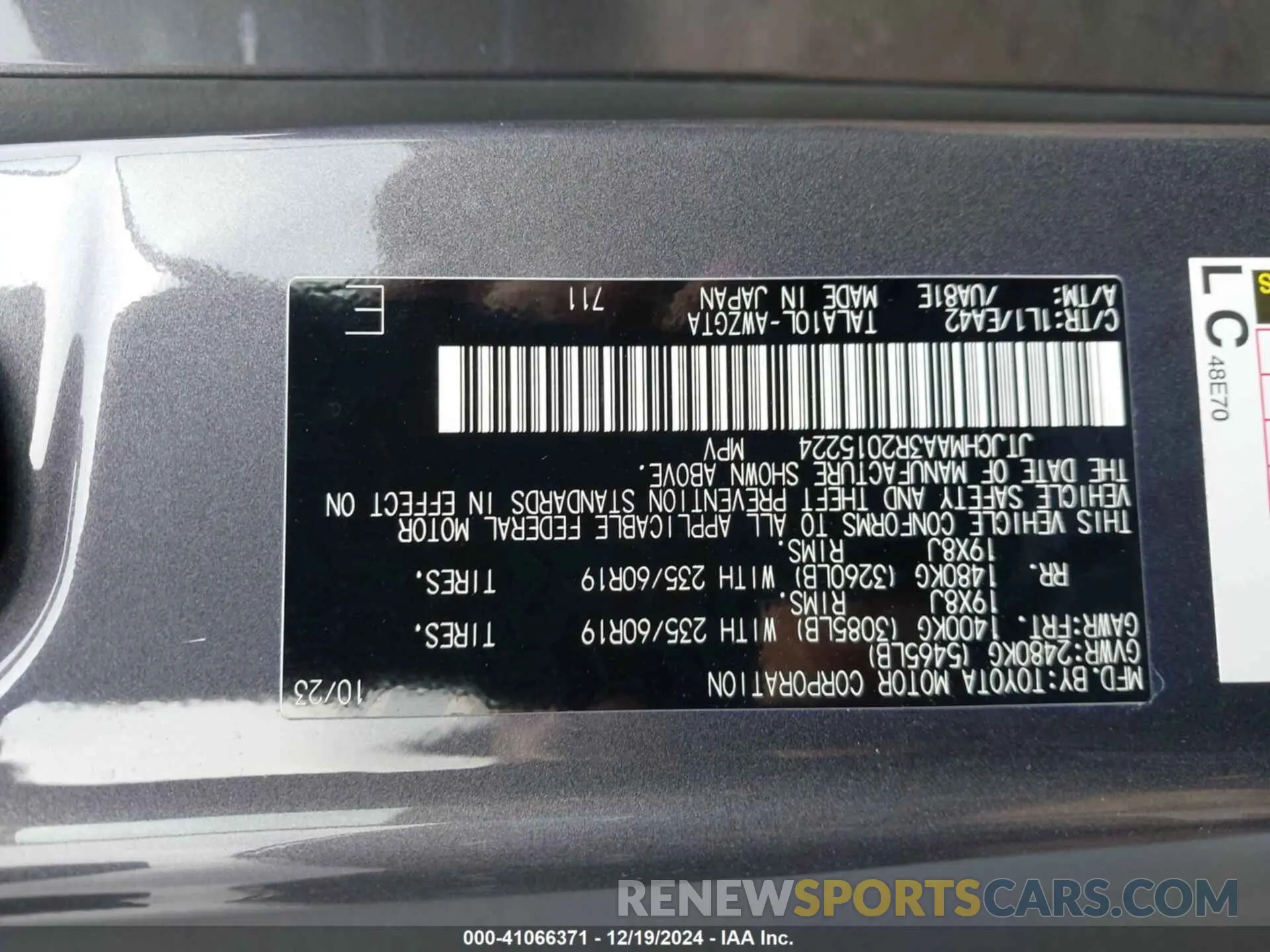 9 Фотография поврежденного автомобиля JTJCHMAA3R2015224 LEXUS RX 350 2024