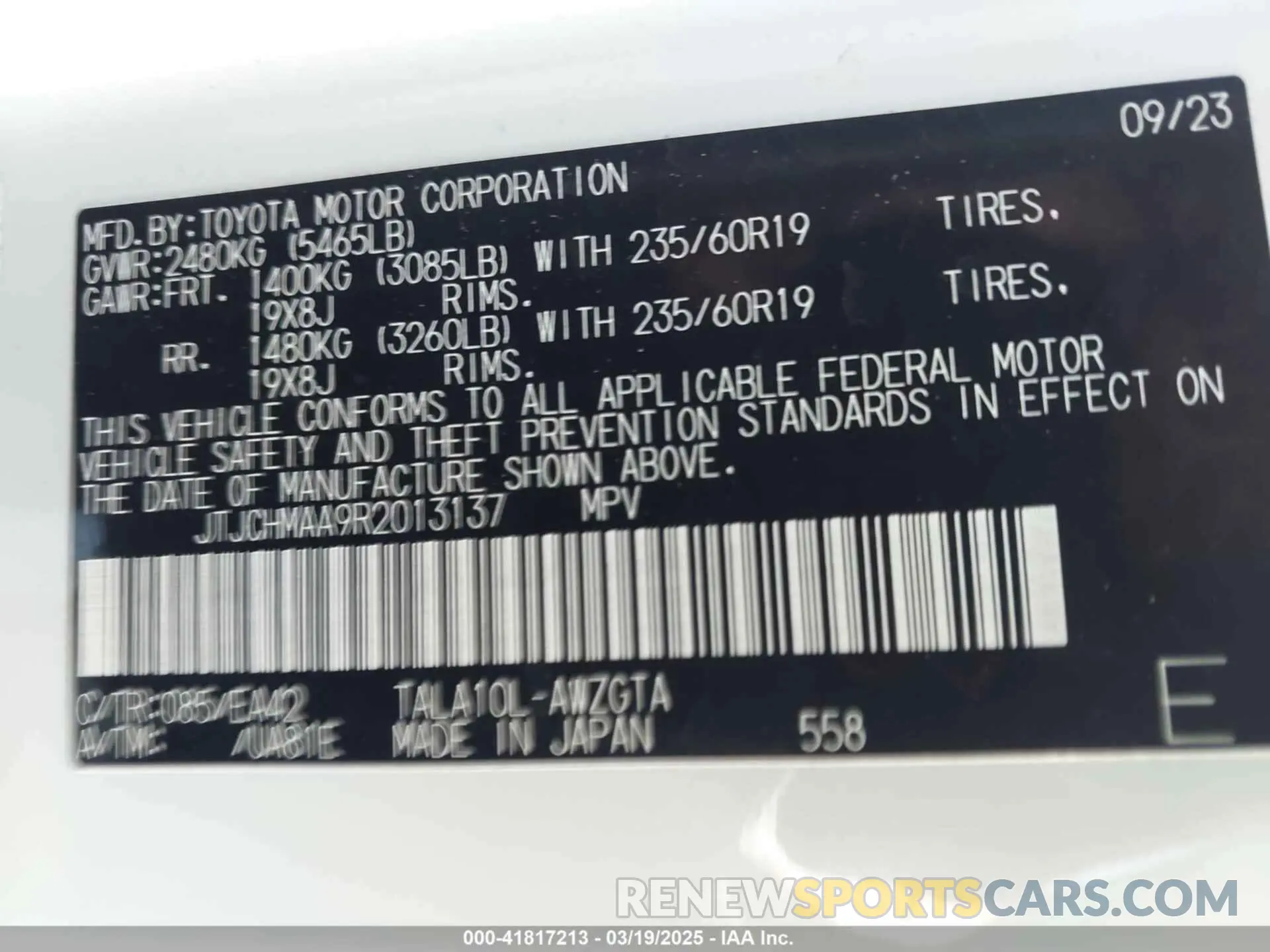 9 Фотография поврежденного автомобиля JTJCHMAA9R2013137 LEXUS RX 350 2024