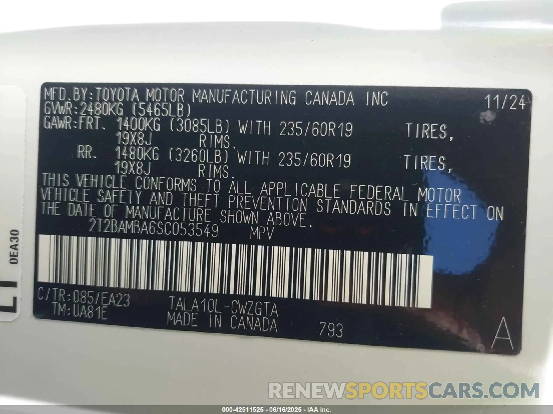 9 Фотография поврежденного автомобиля 2T2BAMBA6SC053549 LEXUS RX 350 2025