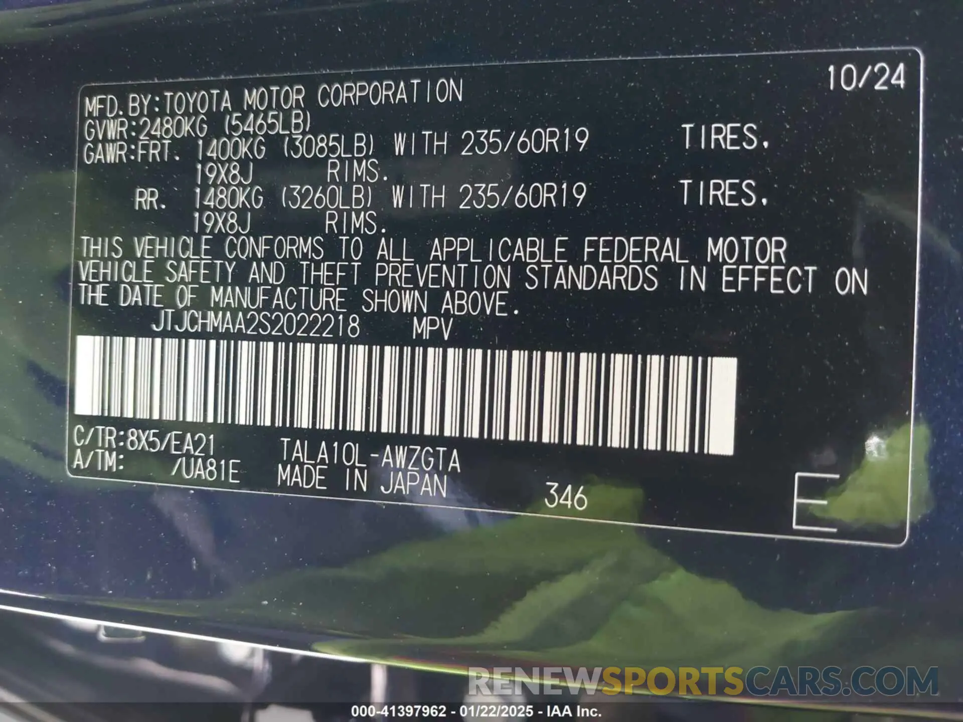 9 Photograph of a damaged car JTJCHMAA2S2022218 LEXUS RX 350 2025