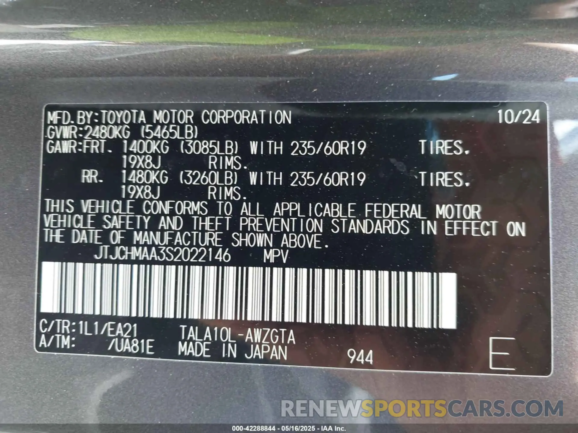 9 Фотография поврежденного автомобиля JTJCHMAA3S2022146 LEXUS RX 350 2025