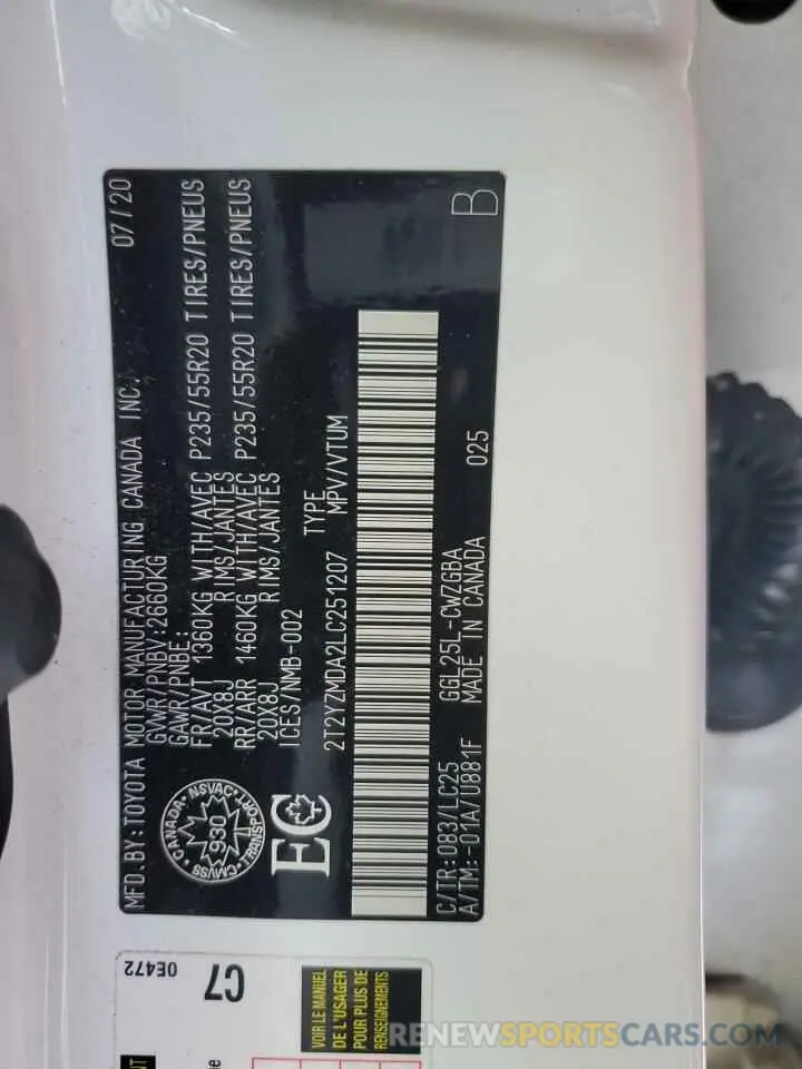 14 Фотография поврежденного автомобиля 2T2YZMDA2LC251207 LEXUS RX 350 F S 2020