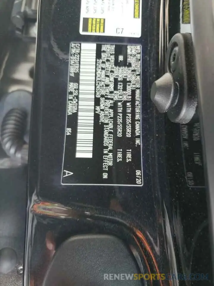 12 Photograph of a damaged car 2T2YZMDA3LC245349 LEXUS RX 350 F S 2020
