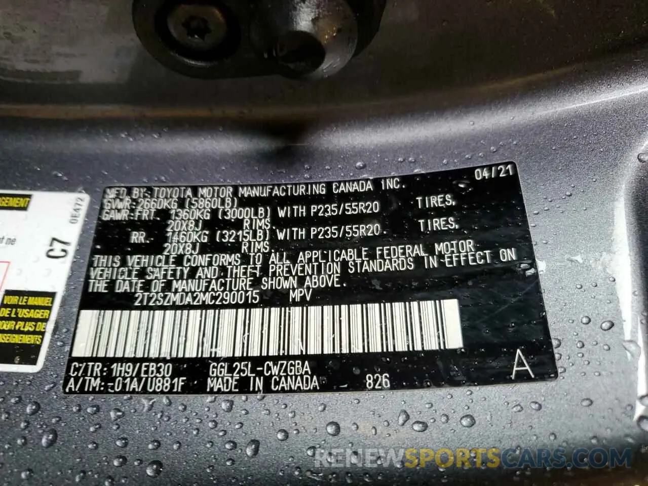 13 Фотография поврежденного автомобиля 2T2SZMDA2MC290015 LEXUS RX 350 F S 2021