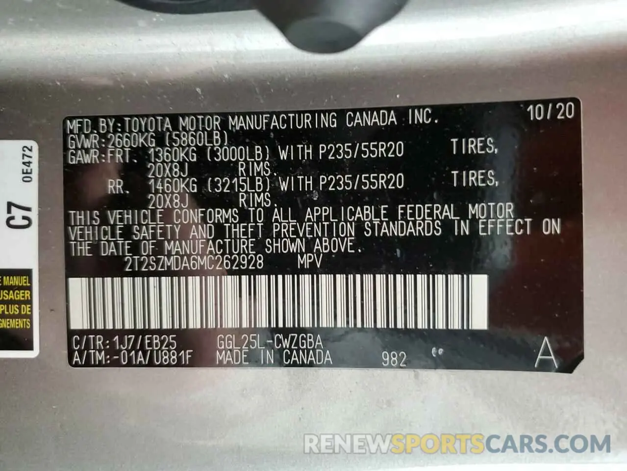 14 Фотография поврежденного автомобиля 2T2SZMDA6MC262928 LEXUS RX 350 F S 2021