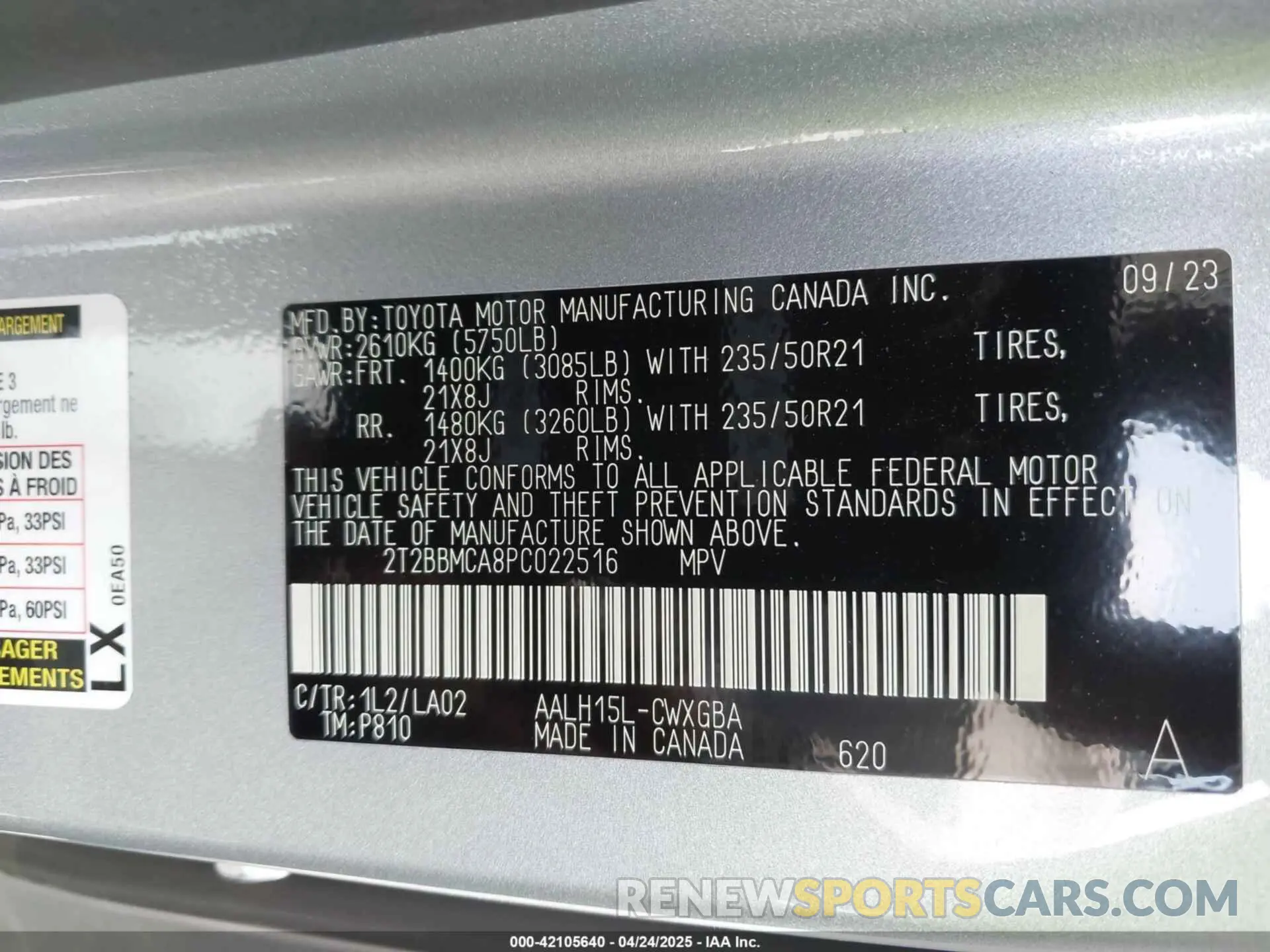 9 Фотография поврежденного автомобиля 2T2BBMCA8PC022516 LEXUS RX 350H 2023