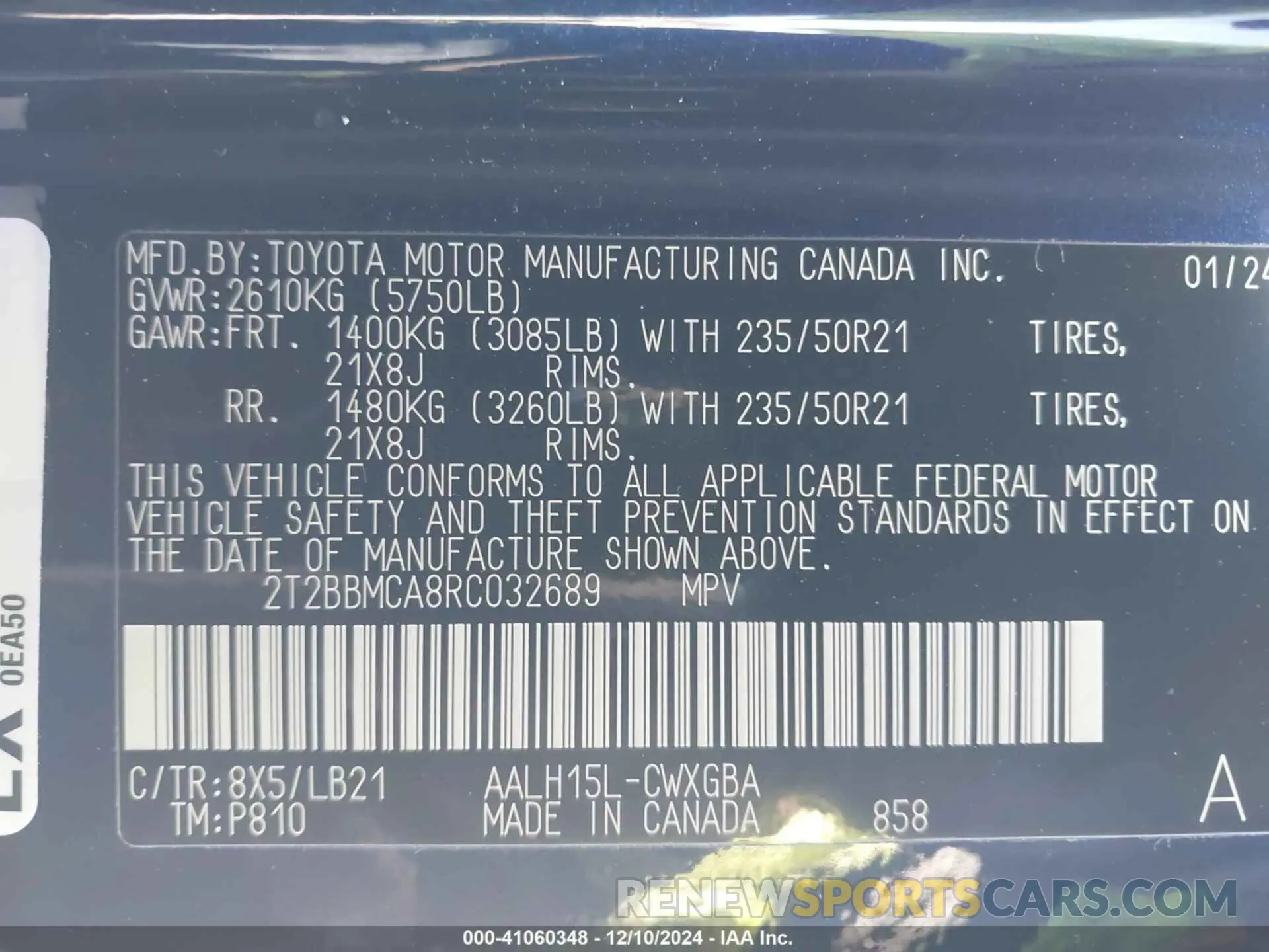 9 Фотография поврежденного автомобиля 2T2BBMCA8RC032689 LEXUS RX 350H 2024