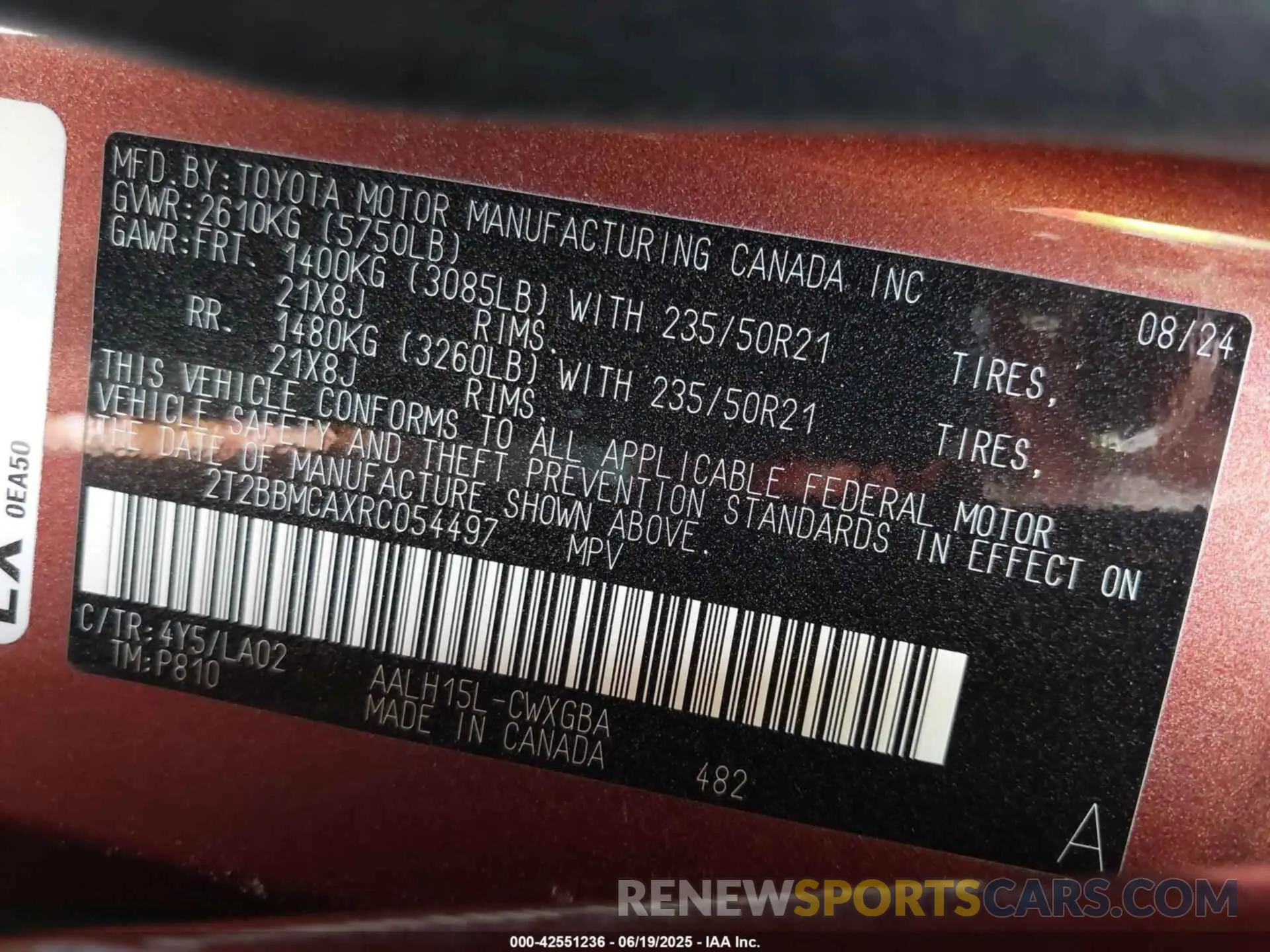 9 Фотография поврежденного автомобиля 2T2BBMCAXRC054497 LEXUS RX 350H 2024