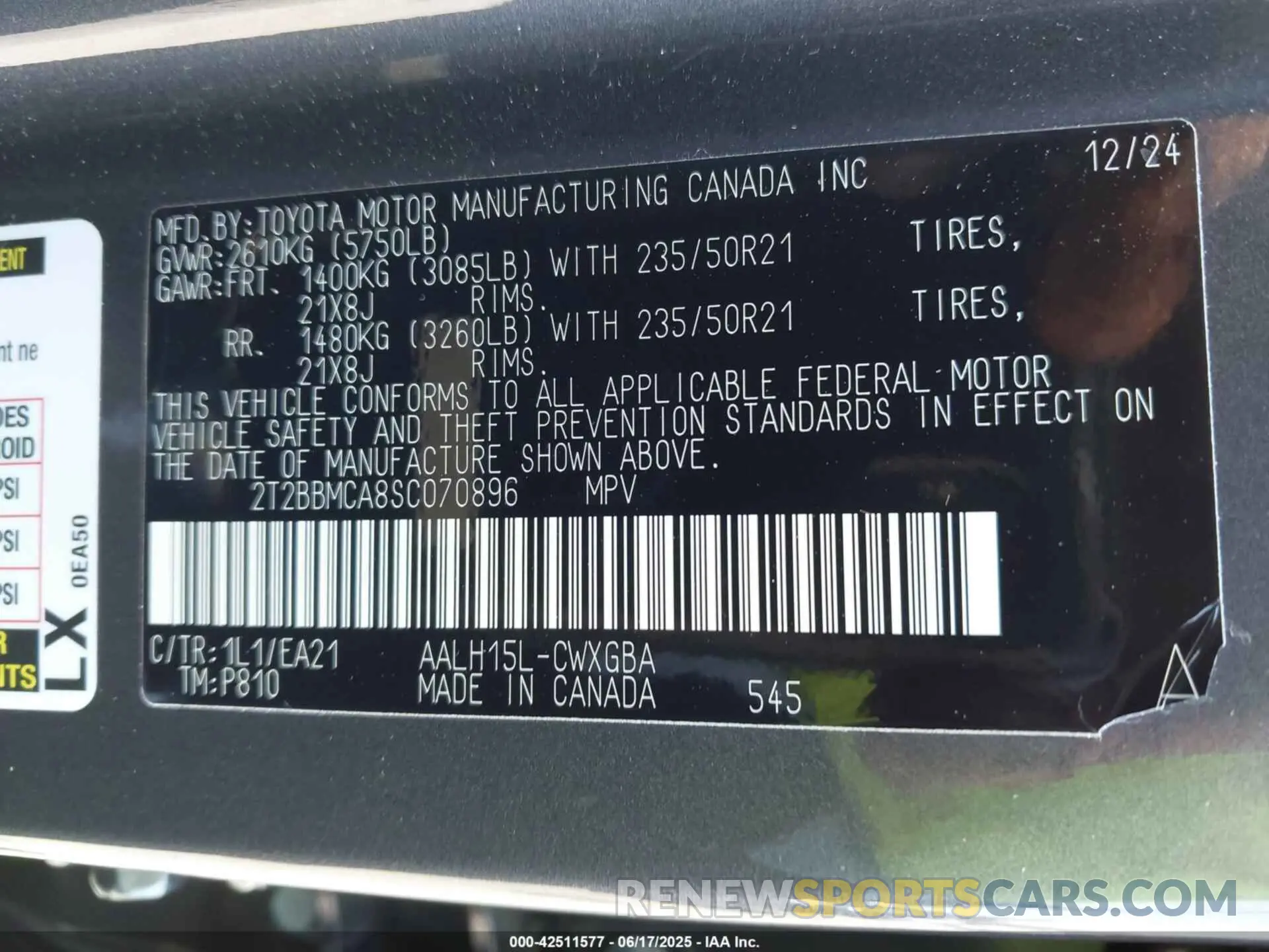 9 Фотография поврежденного автомобиля 2T2BBMCA8SC070896 LEXUS RX 350H 2025