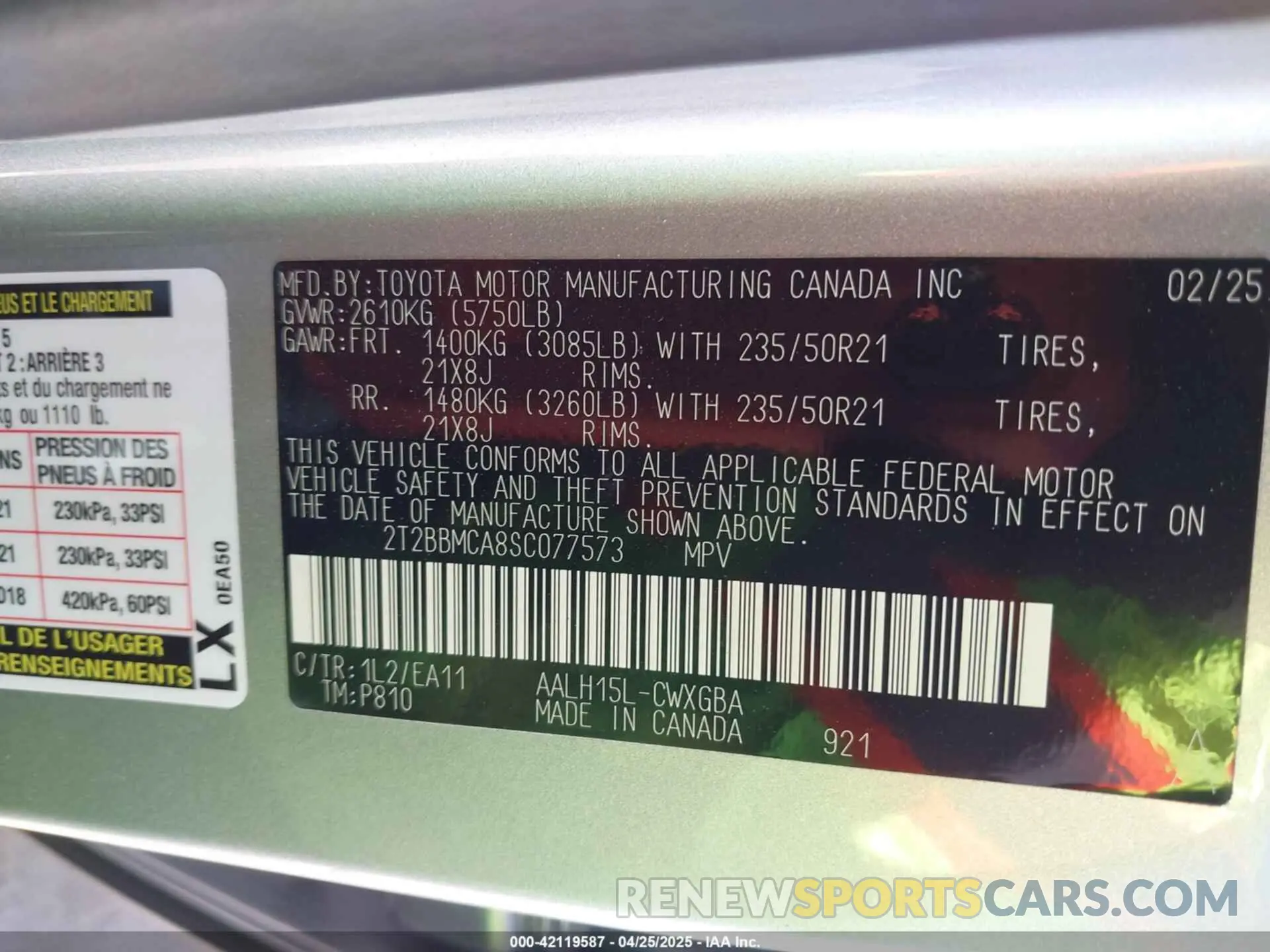 9 Фотография поврежденного автомобиля 2T2BBMCA8SC077573 LEXUS RX 350H 2025