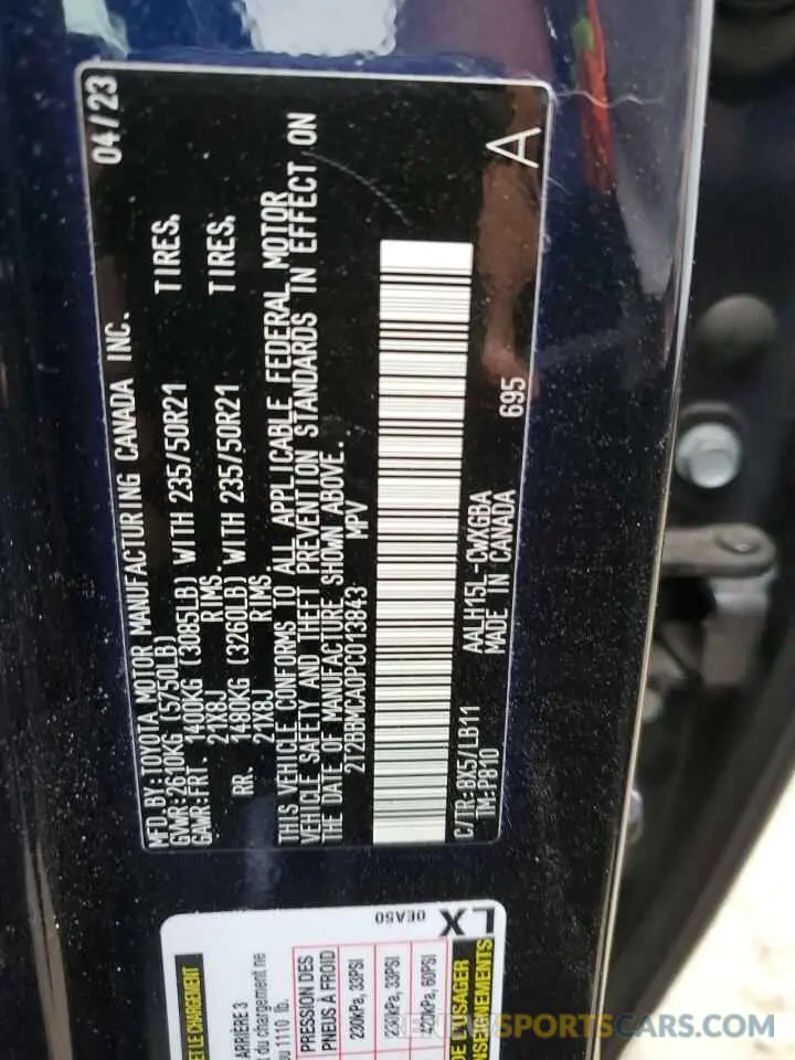 13 Photograph of a damaged car 2T2BBMCA0PC013843 LEXUS RX 350H BA 2023