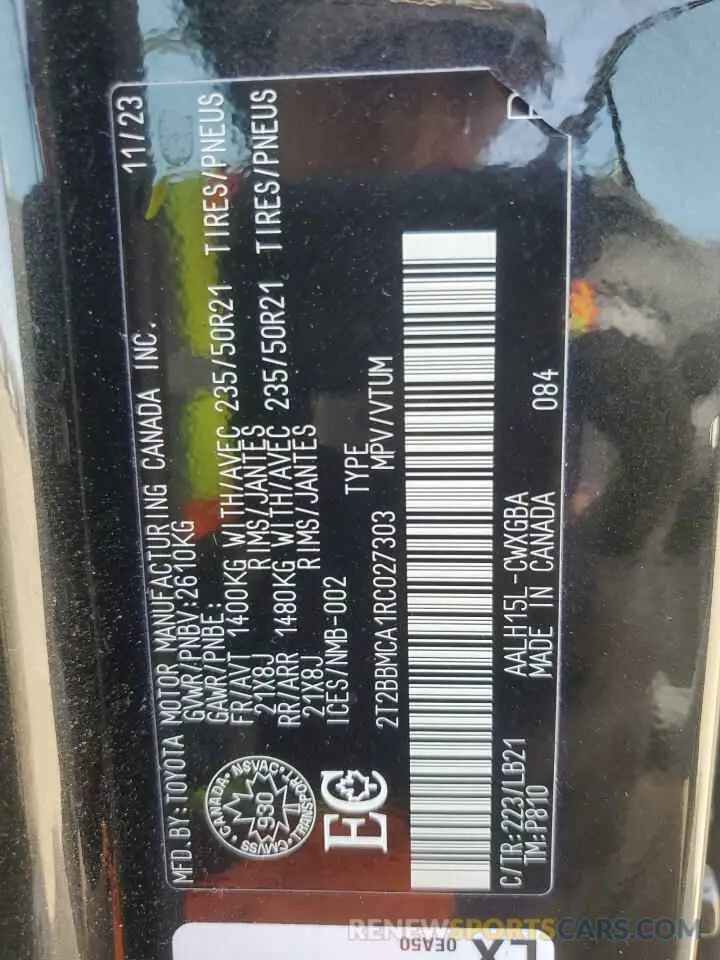 13 Фотография поврежденного автомобиля 2T2BBMCA1RC027303 LEXUS RX 350H BA 2024