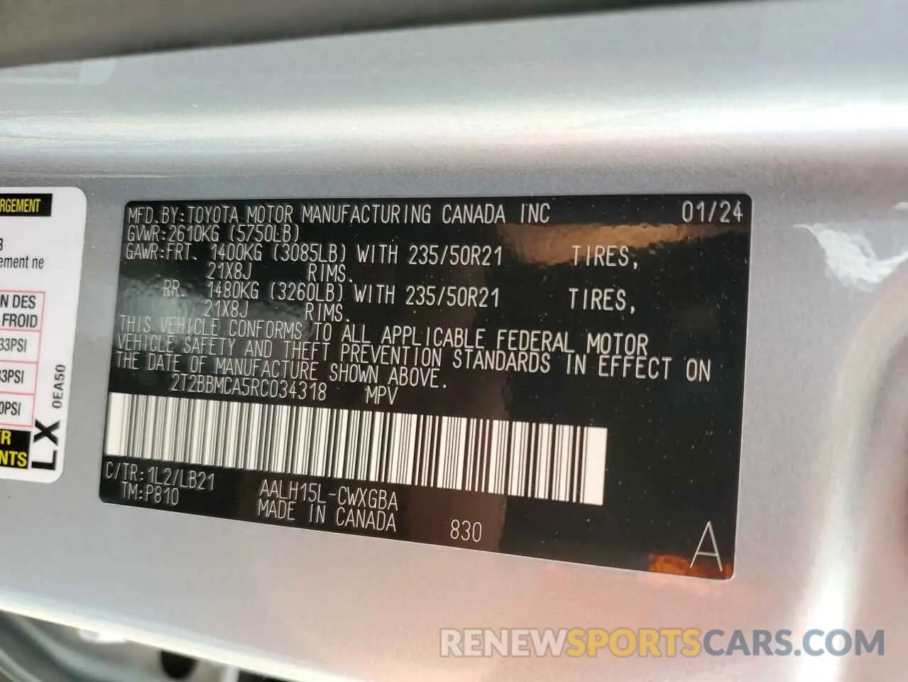 12 Photograph of a damaged car 2T2BBMCA5RC034318 LEXUS RX 350H BA 2024