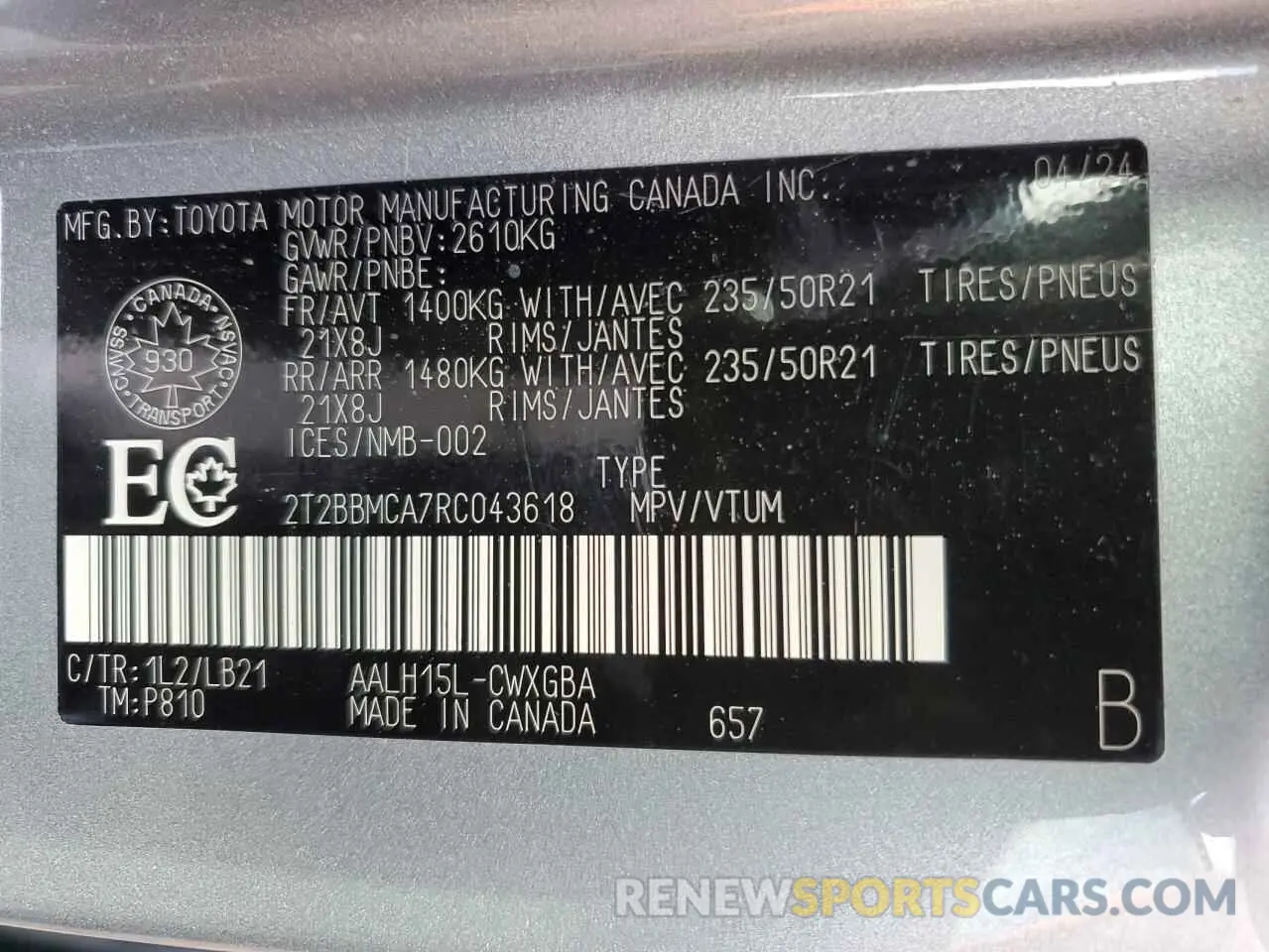 14 Photograph of a damaged car 2T2BBMCA7RC043618 LEXUS RX 350H BA 2024