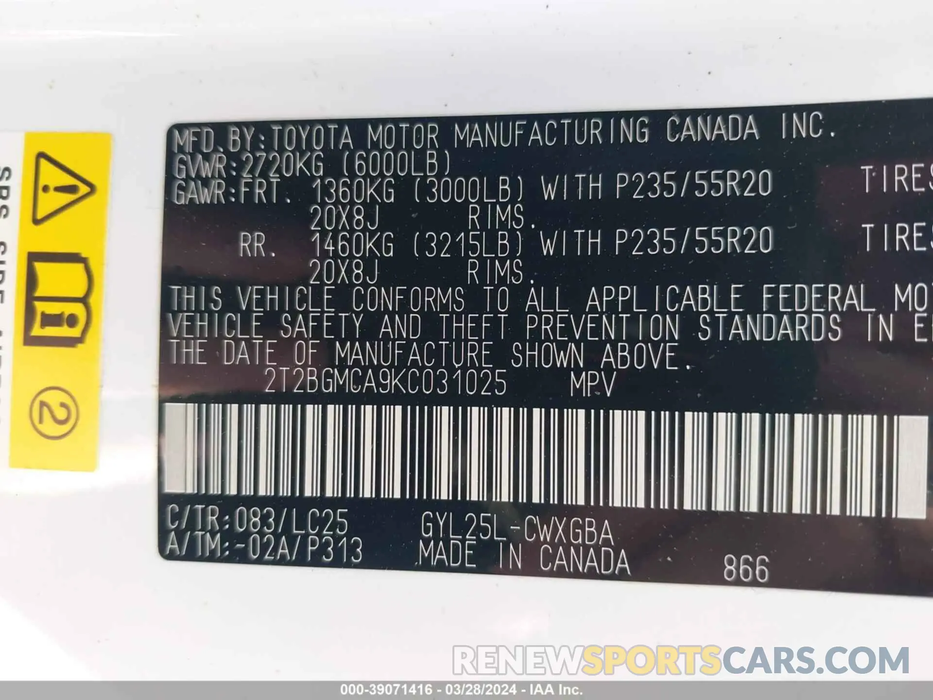 9 Фотография поврежденного автомобиля 2T2BGMCA9KC031025 LEXUS RX 450H 2019