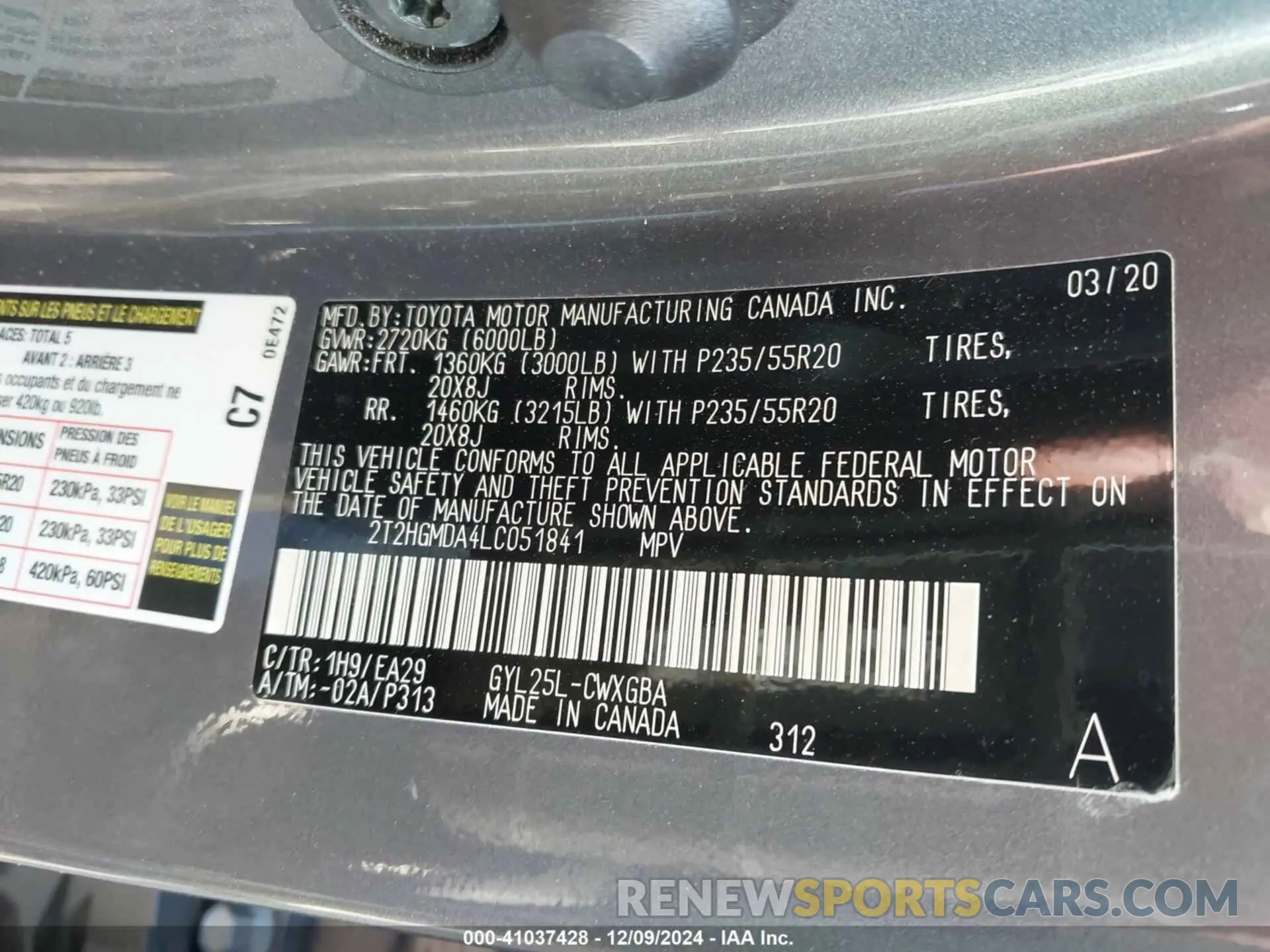 9 Photograph of a damaged car 2T2HGMDA4LC051841 LEXUS RX 450H 2020