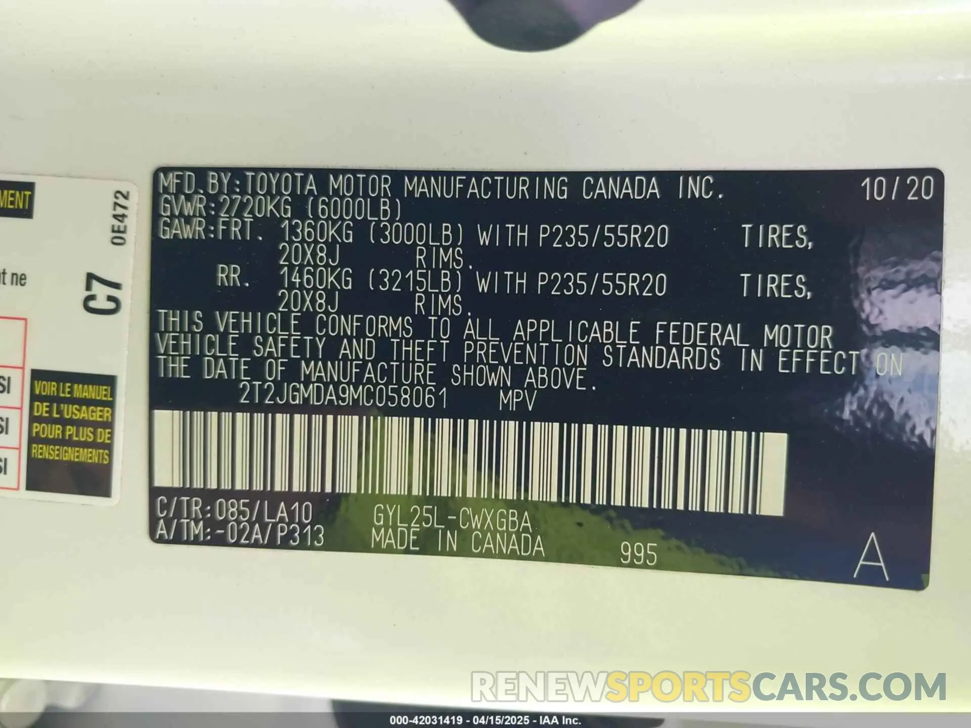 9 Фотография поврежденного автомобиля 2T2JGMDA9MC058061 LEXUS RX 450H 2021