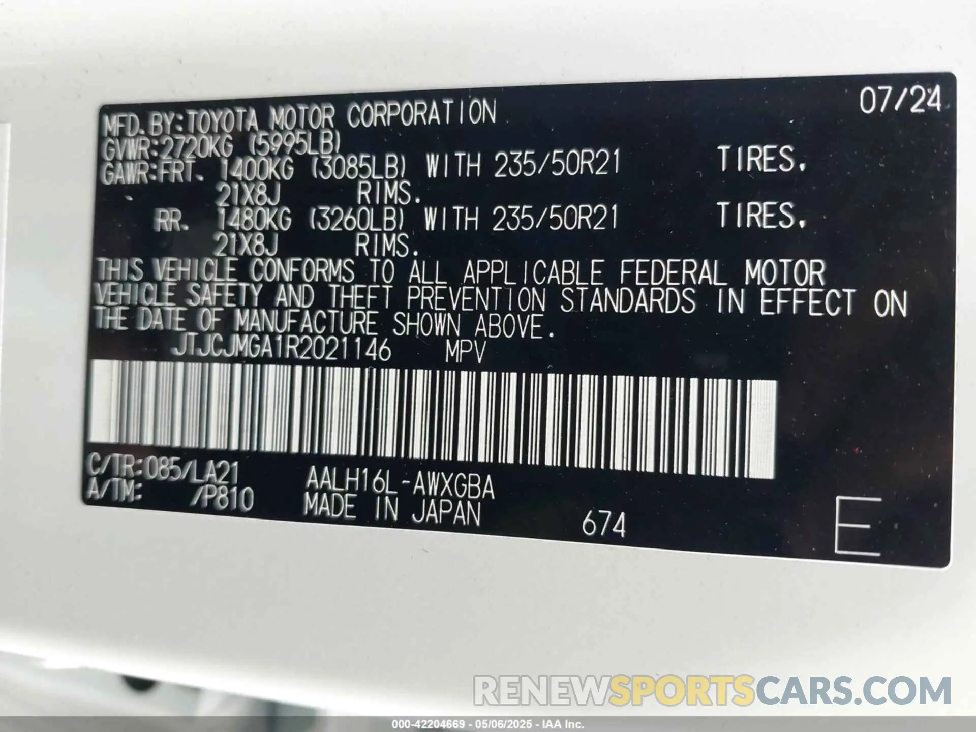 9 Photograph of a damaged car JTJCJMGA1R2021146 LEXUS RX 450H+ 2024